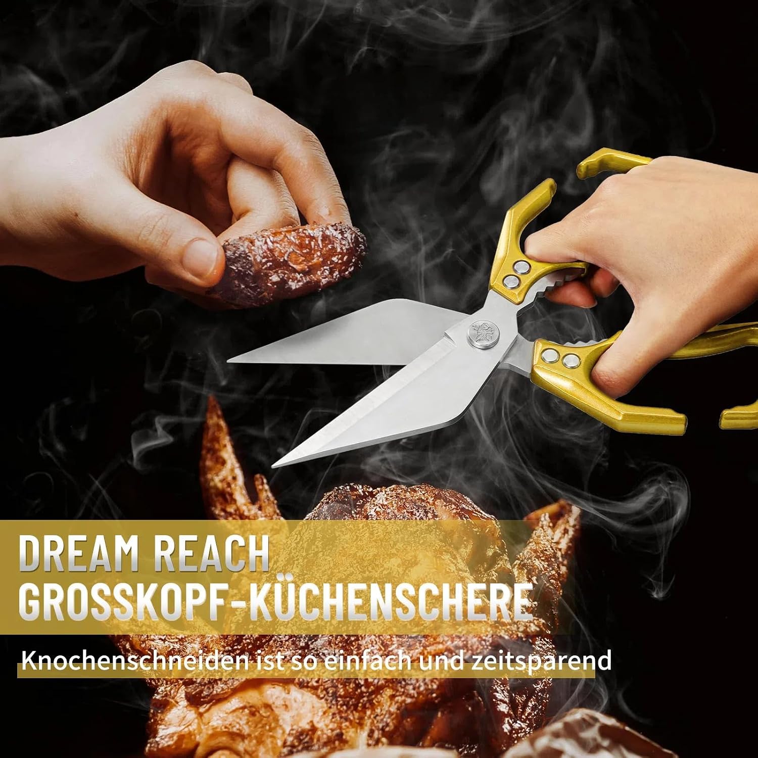 Detalle 2 de Dream Reach Geflügelschere Knochenschere – Mehrzweck Küchenschere aus Edelstahl, gold