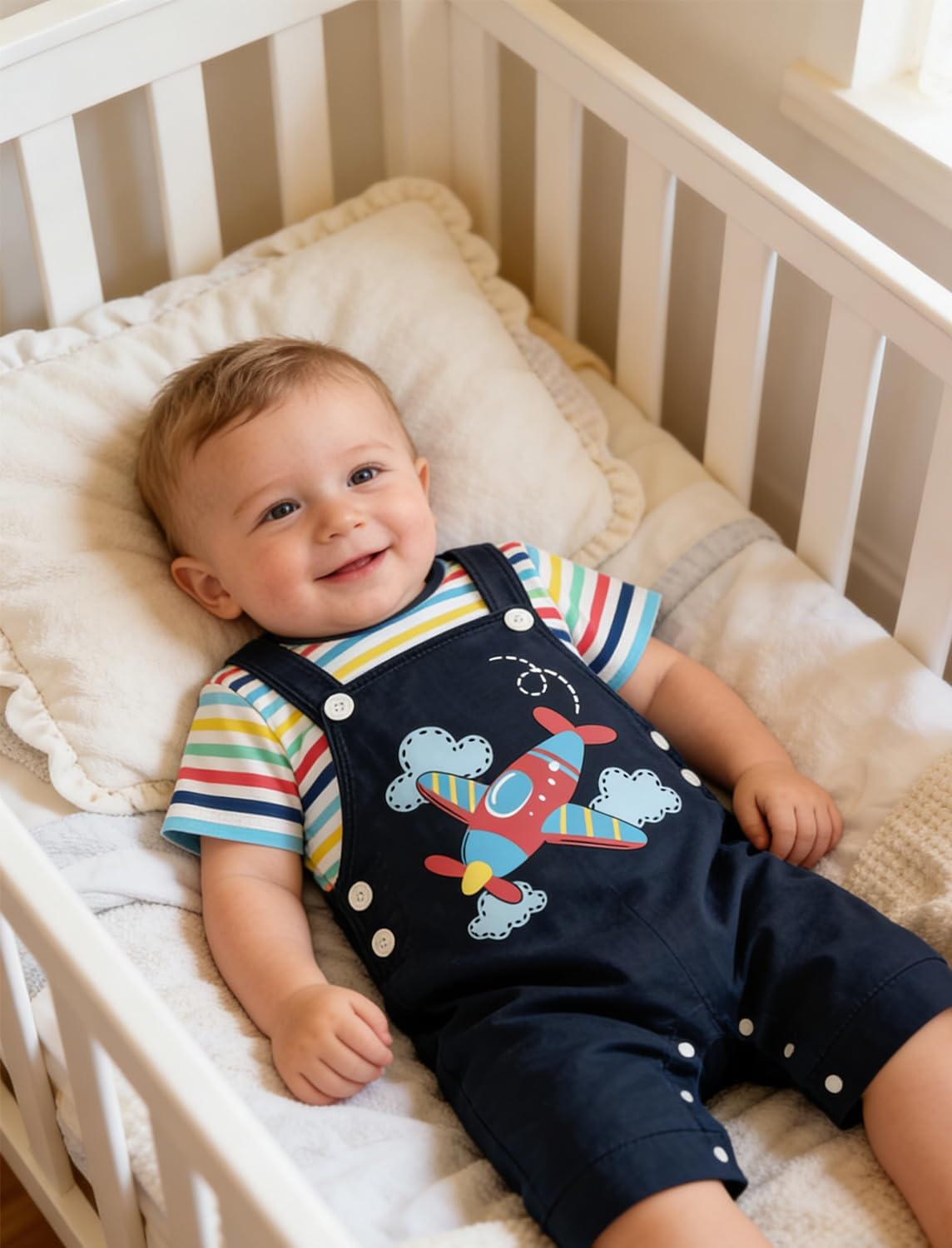 Detalle de SFreeBo Infant Baby Boys Clothing Sets 2pcs: 100% Cotton Romper and Dungarees for 0–24 Months