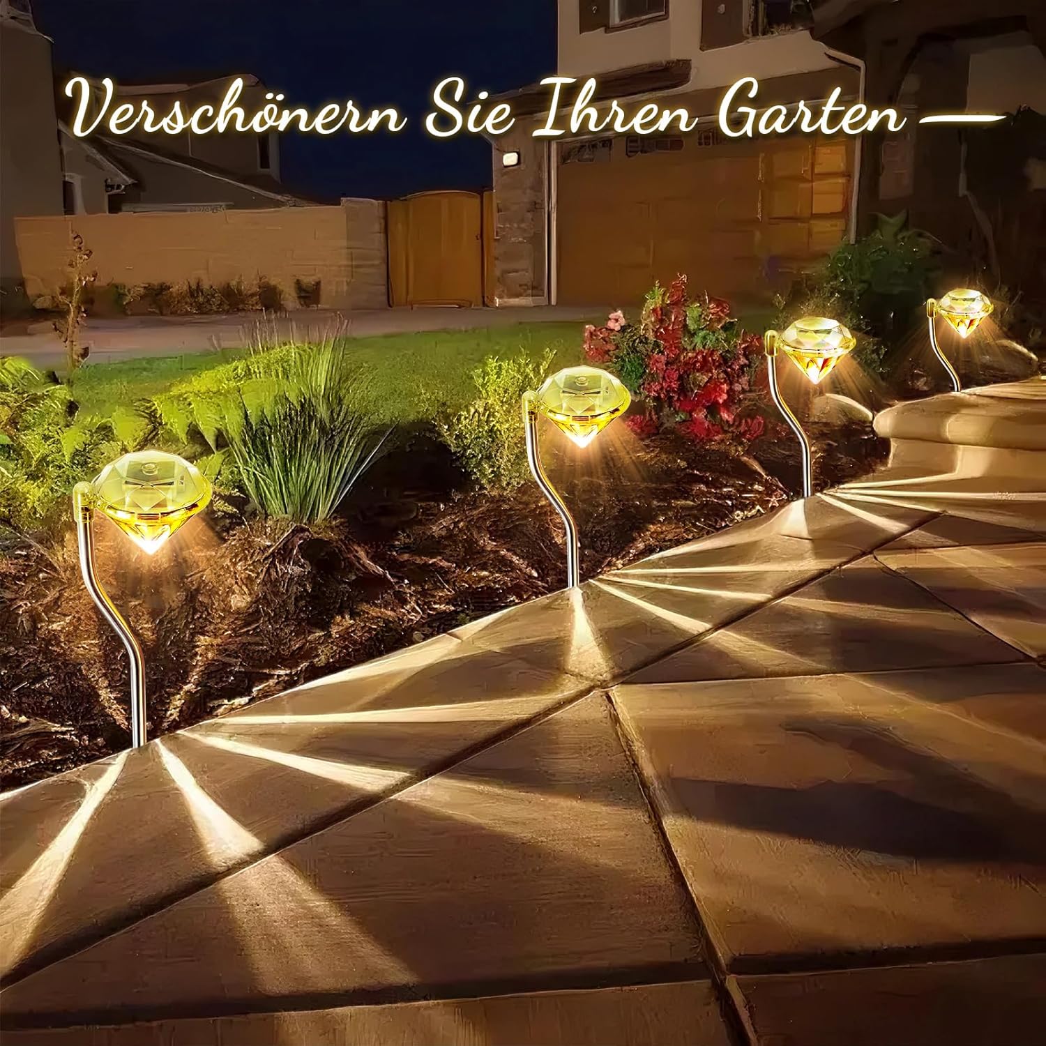 Thumbnail 5 de Anordsem Solar Lights Outdoor Garden Diamond Stake Lamp 4 Pack