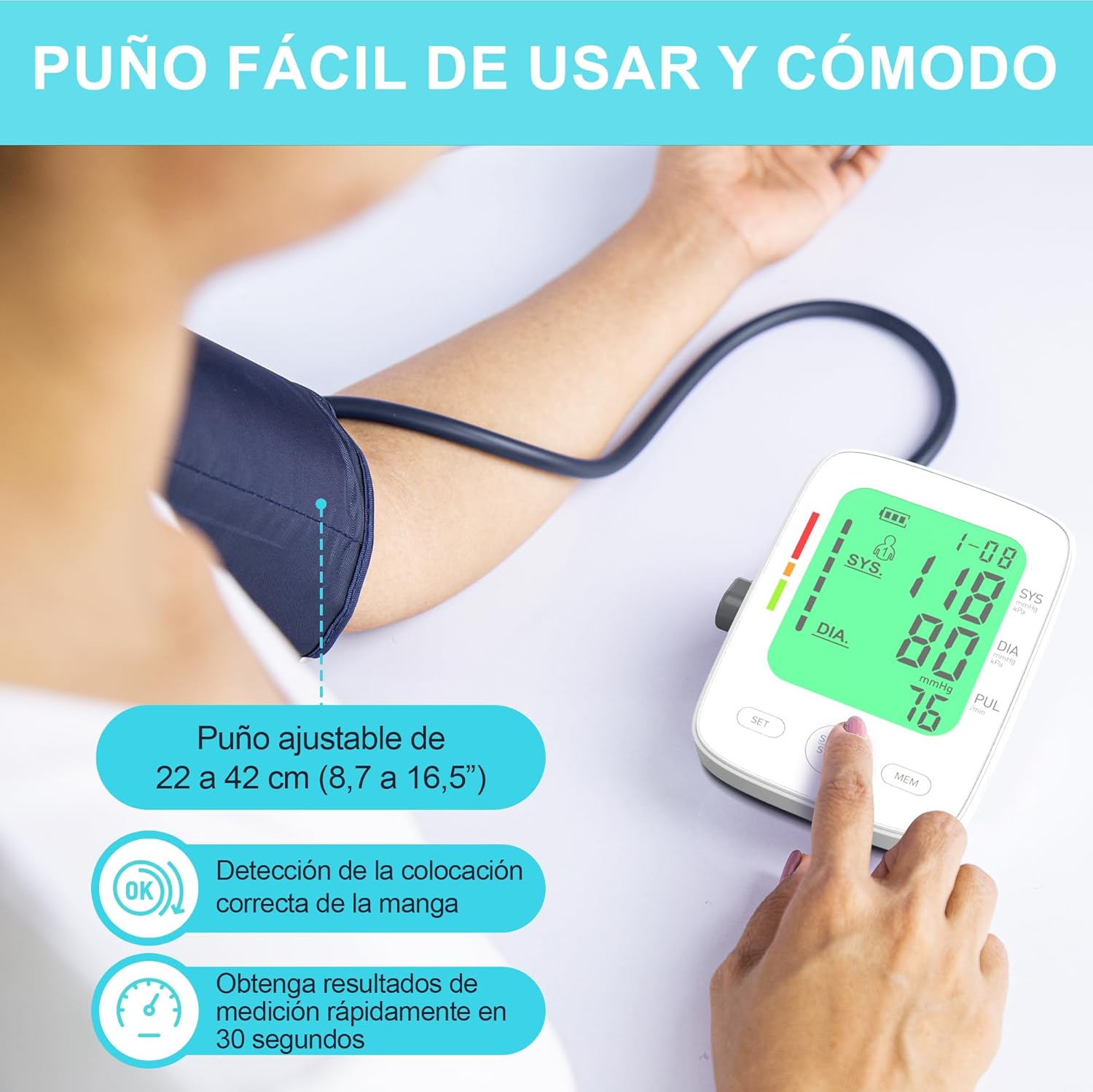 Detalle de Viproud Tensiómetro de brazo 22-42 cm 📈