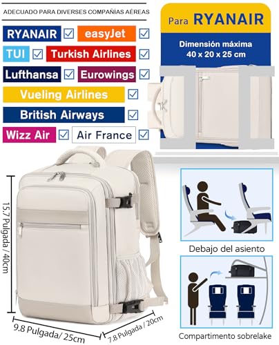 Detalle 2 de KLOSTAIN Mochila de cabina 40x20x25 cm (20 L) para Ryanair: versátil, segura y cómoda