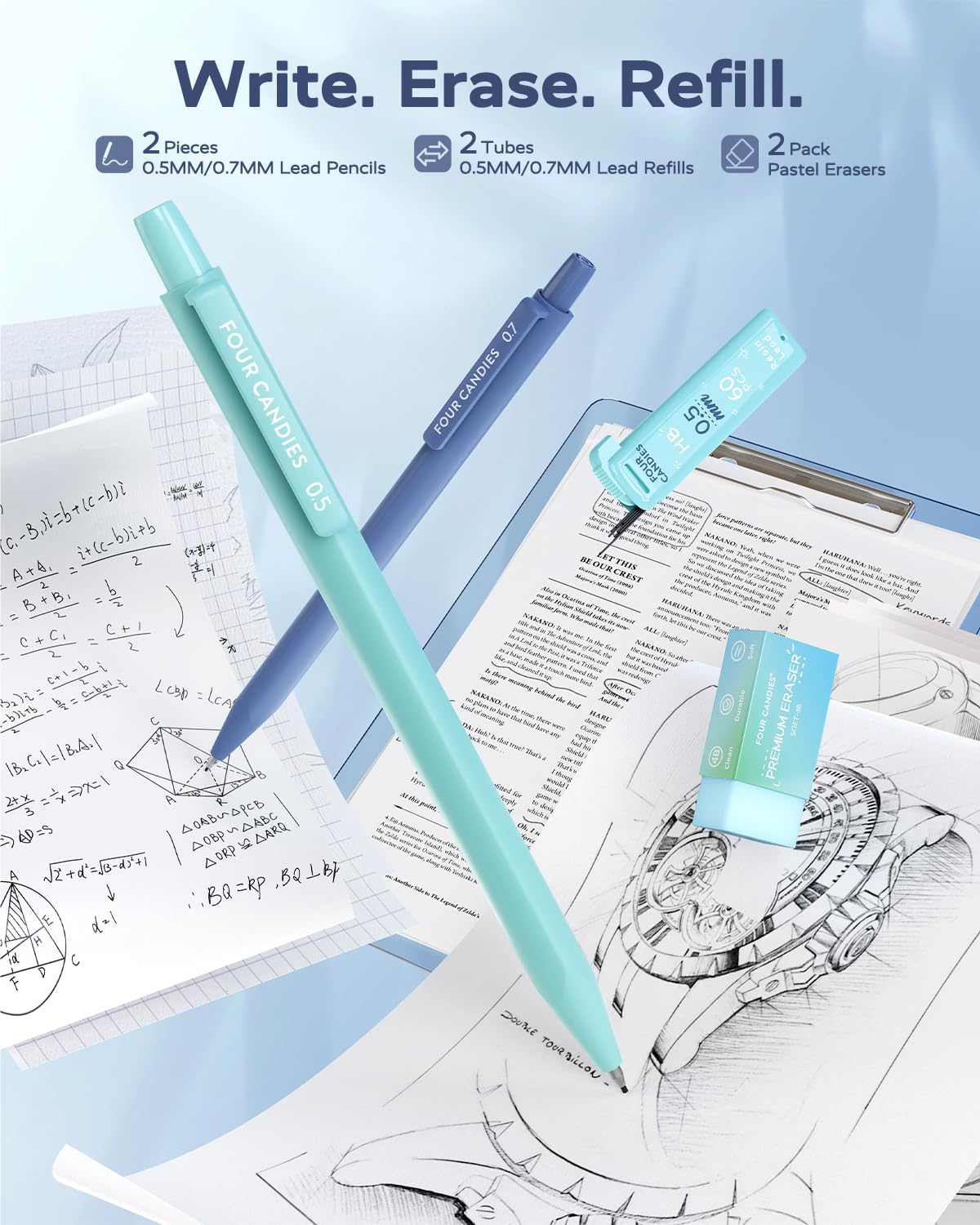 Detalle de Four Candies Aesthetic School Supplies: All-in-One Back-to-School Set