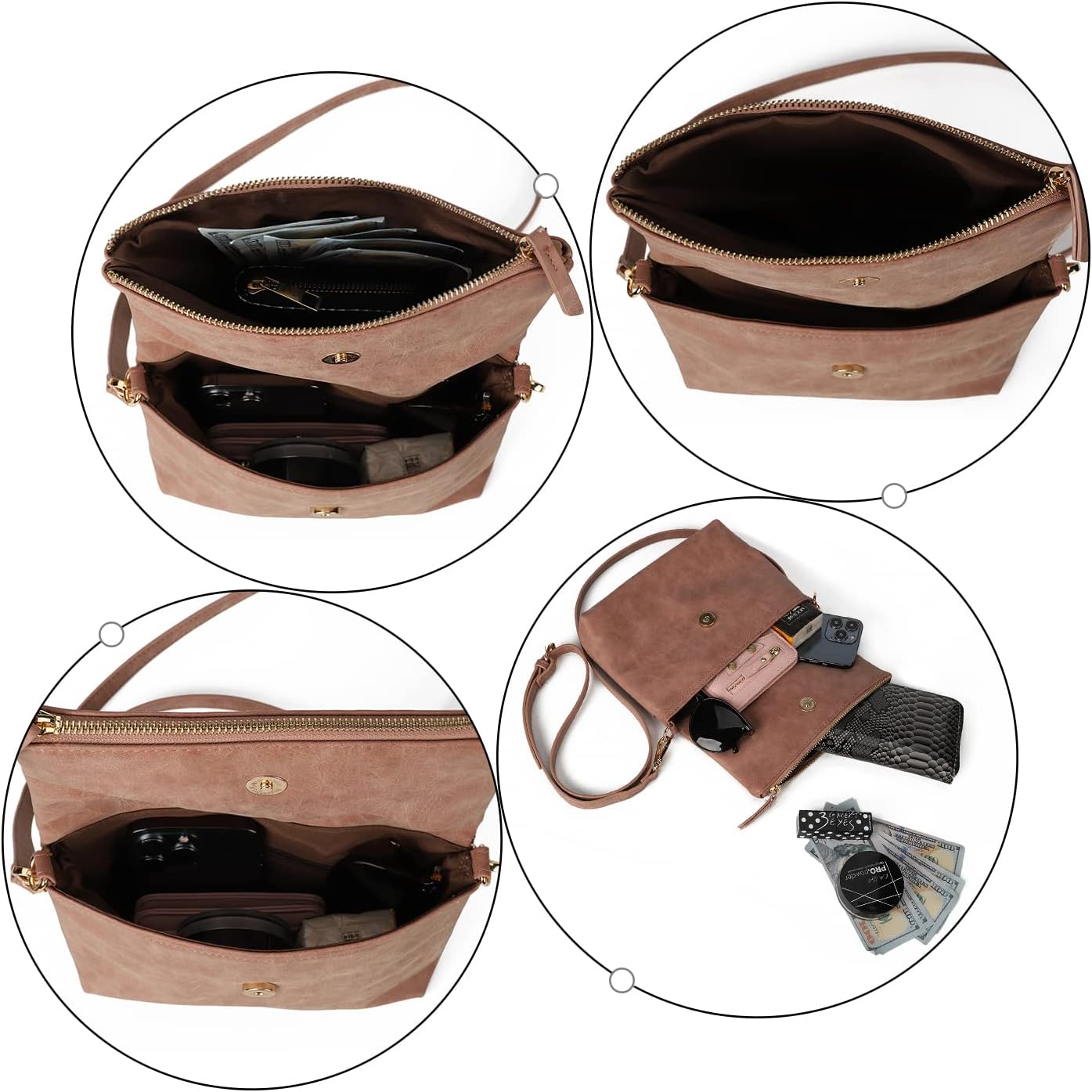 Thumbnail 3 de Gladdon Umhängetasche Damen – kompakte Crossbody mit Reißverschluss aus PU-Leder