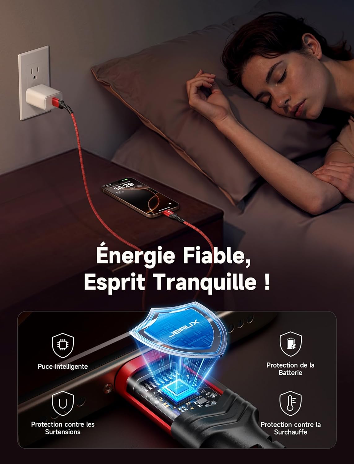 Thumbnail 3 de JSAUX Câble USB C 2M 3,1A 🔌