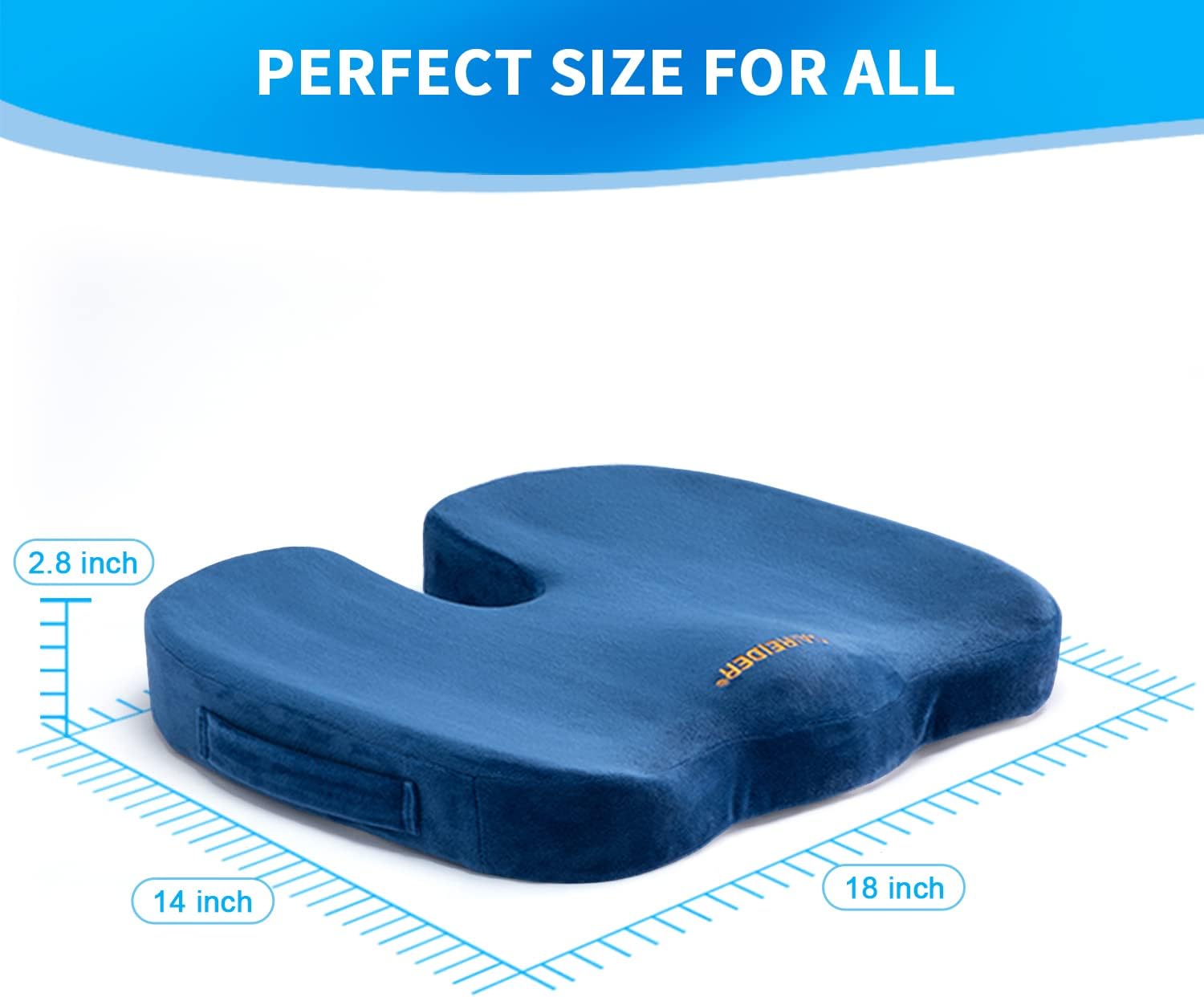 Detalle 2 de SAIREIDER SC-N0402 SRD Seat Cushion, Navy Blue Memory Foam Coccyx Pad