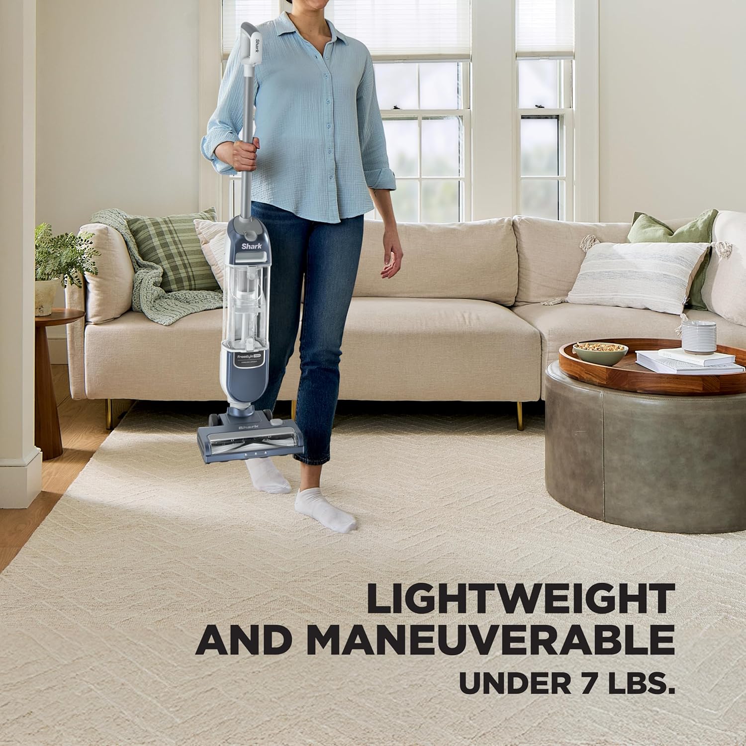Detalle de Shark Freestyle Max Cordless Upright Vacuum SV2002 (Nordic Blue) — Lightweight Multi-Surface Cleaner