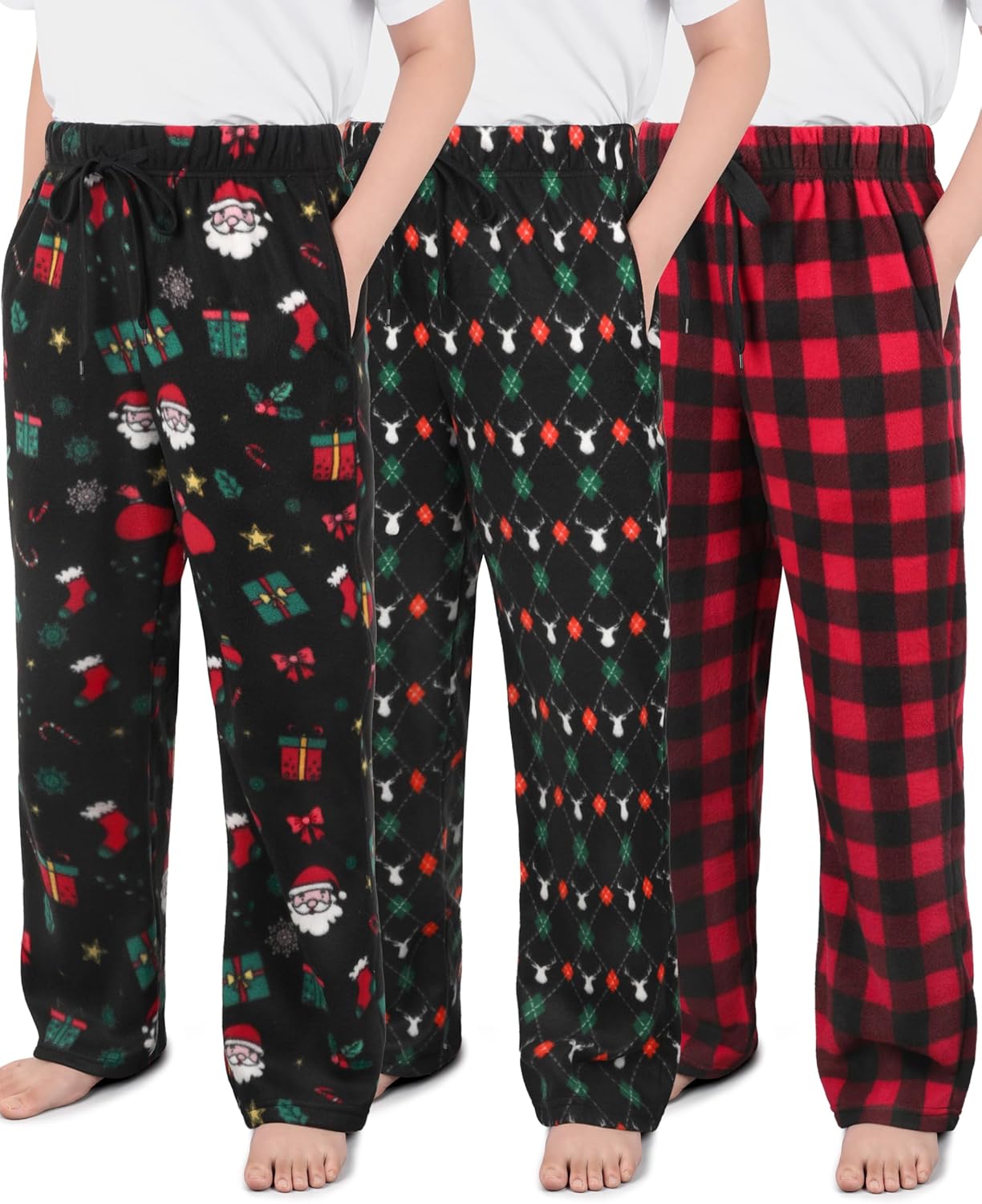 Detalle 2 de IHU 3-Pack Boys Micro Fleece Pajama Pants (Plaid Lounge Sleepwear)