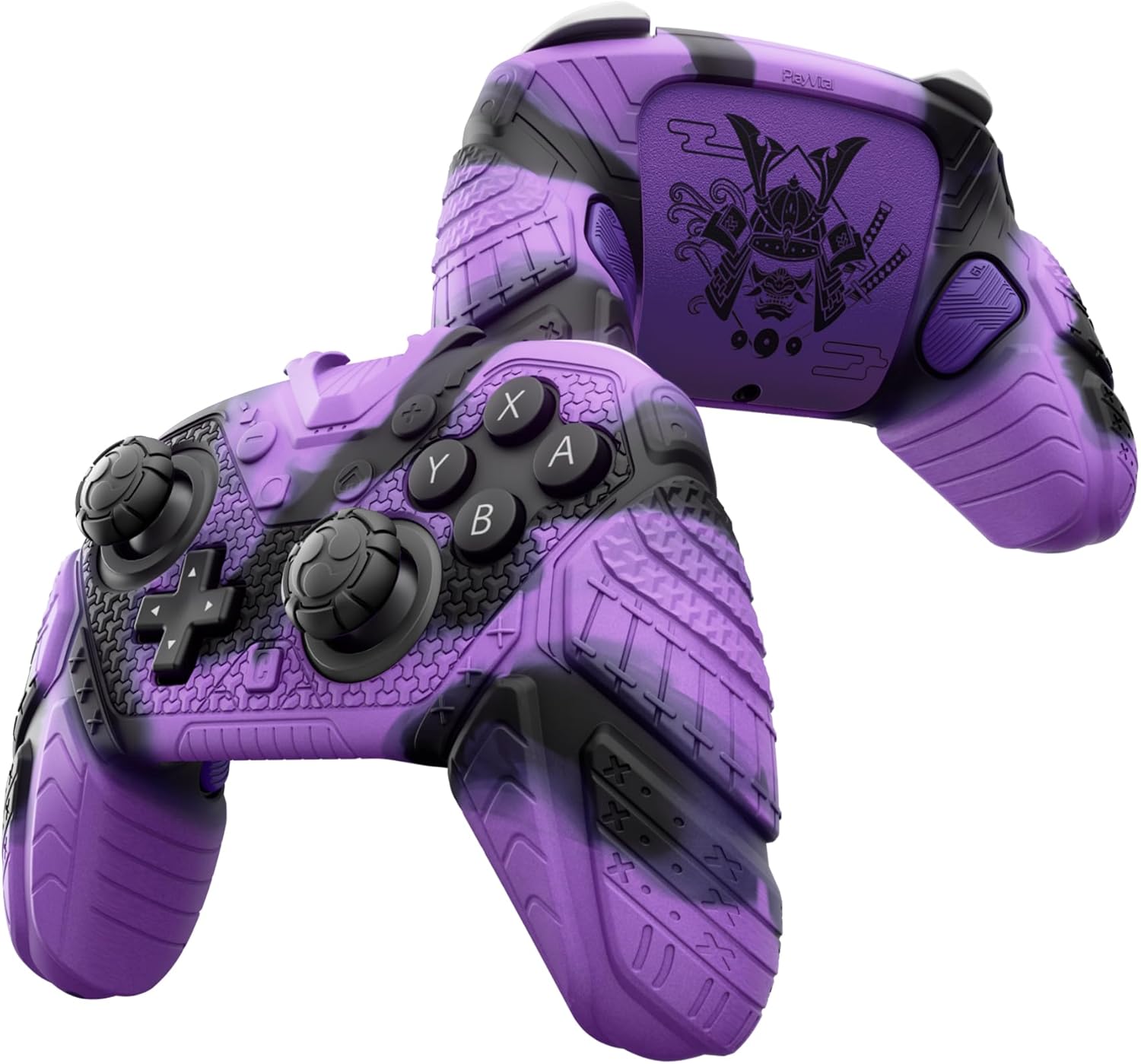 Detalle de PlayVital Samurai Armor Edition Silicone Case for Nintendo Switch 2 Pro Controller – Purple & Black