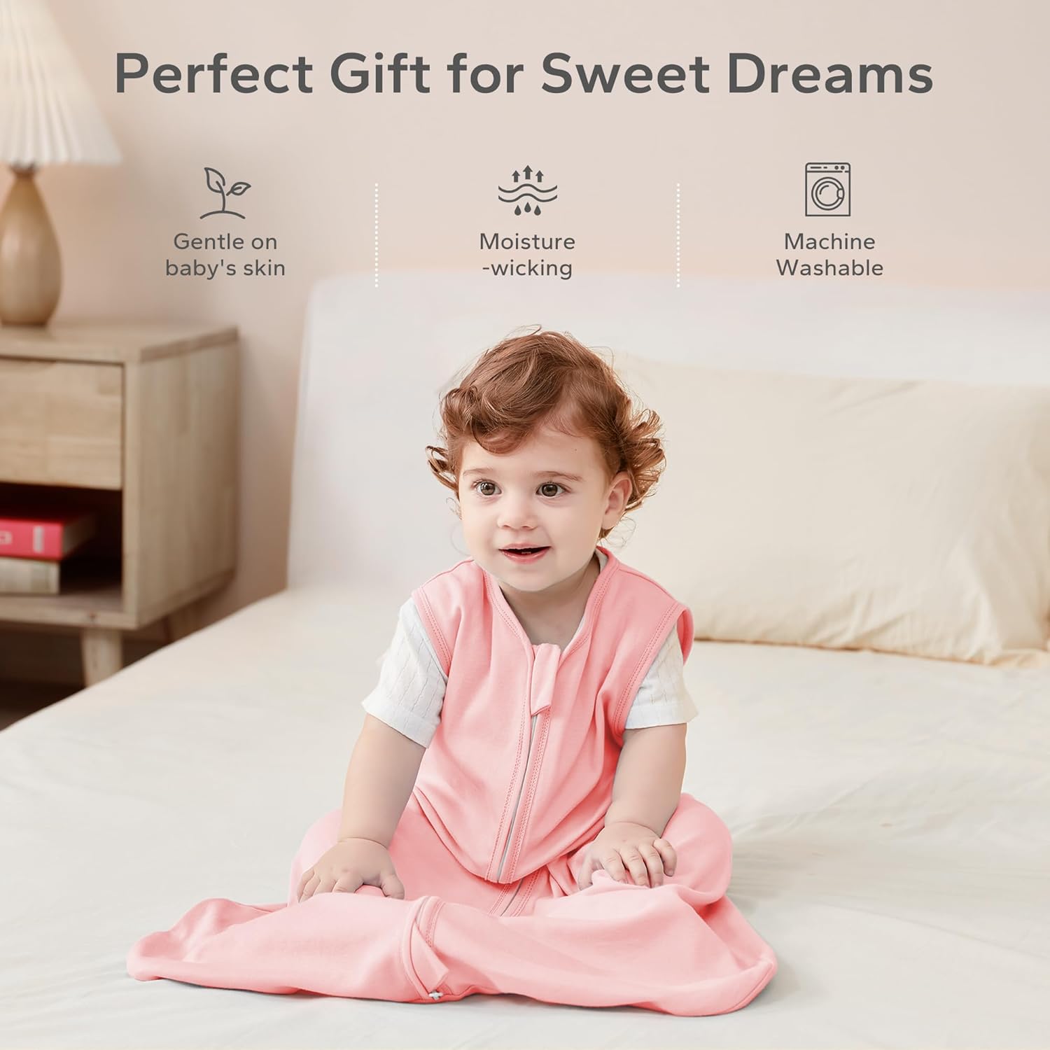 Thumbnail 4 de ZIGJOY Baby Sleeping Bag 0.5 Tog (100% Cotton) Summer Newborn Sleep Sack, Pink & Bunny Flower