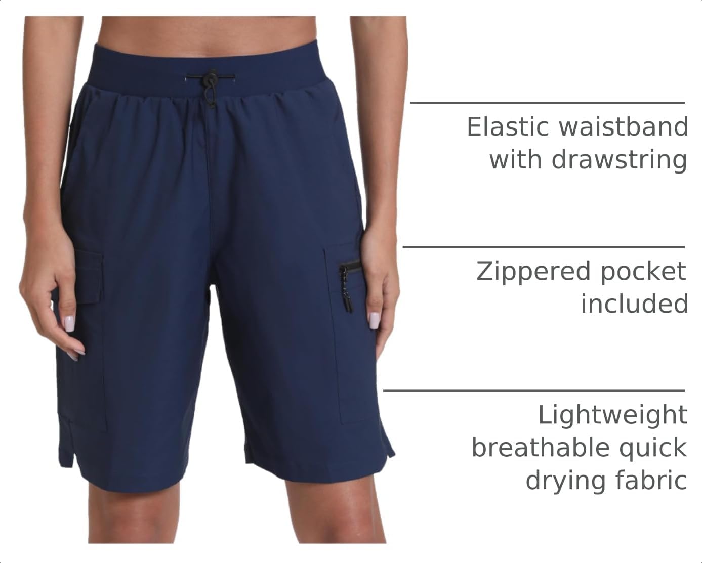 Detalle de Rrosseyz Women’s Hiking Cargo Shorts with Pockets (Quick-Dry, Water-Resistant, 9-Inch Inseam)