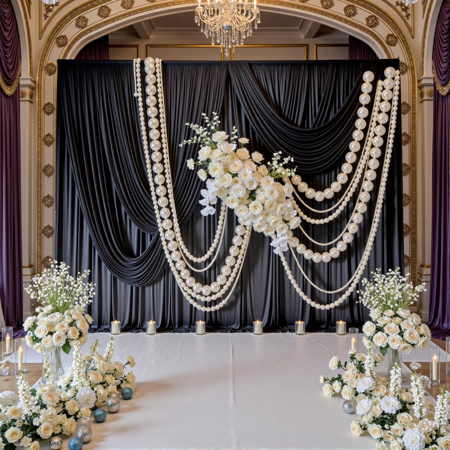 Thumbnail 6 de 30ft x 10ft Wrinkle-Free Black Backdrop Curtain for Parties (6 Panels, 5x10ft Each)