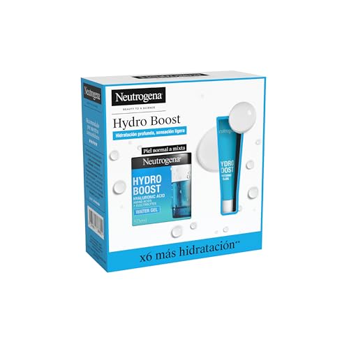 Neutrogena Rutina Hydro Boost, Gel de Agua Hidratante Facial (50 ml) y Contorno de Ojos (15 ml), set de regalo para 24 h de hidratación intensa, con Ácido Hialurónico