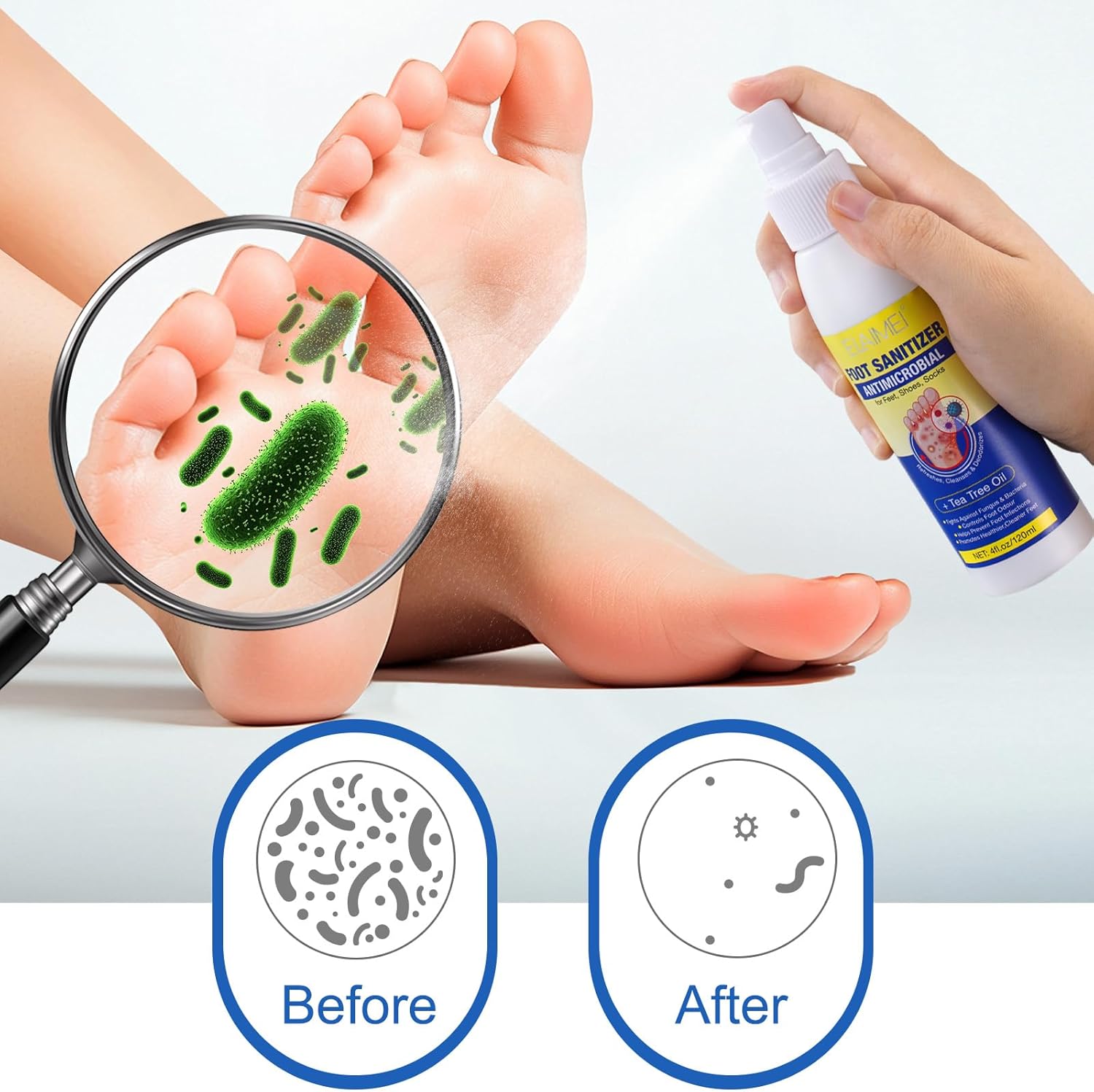 Detalle de FußSpray Teebaumöl Fußgeruchsspray mit Aloe Vera, 120 ml