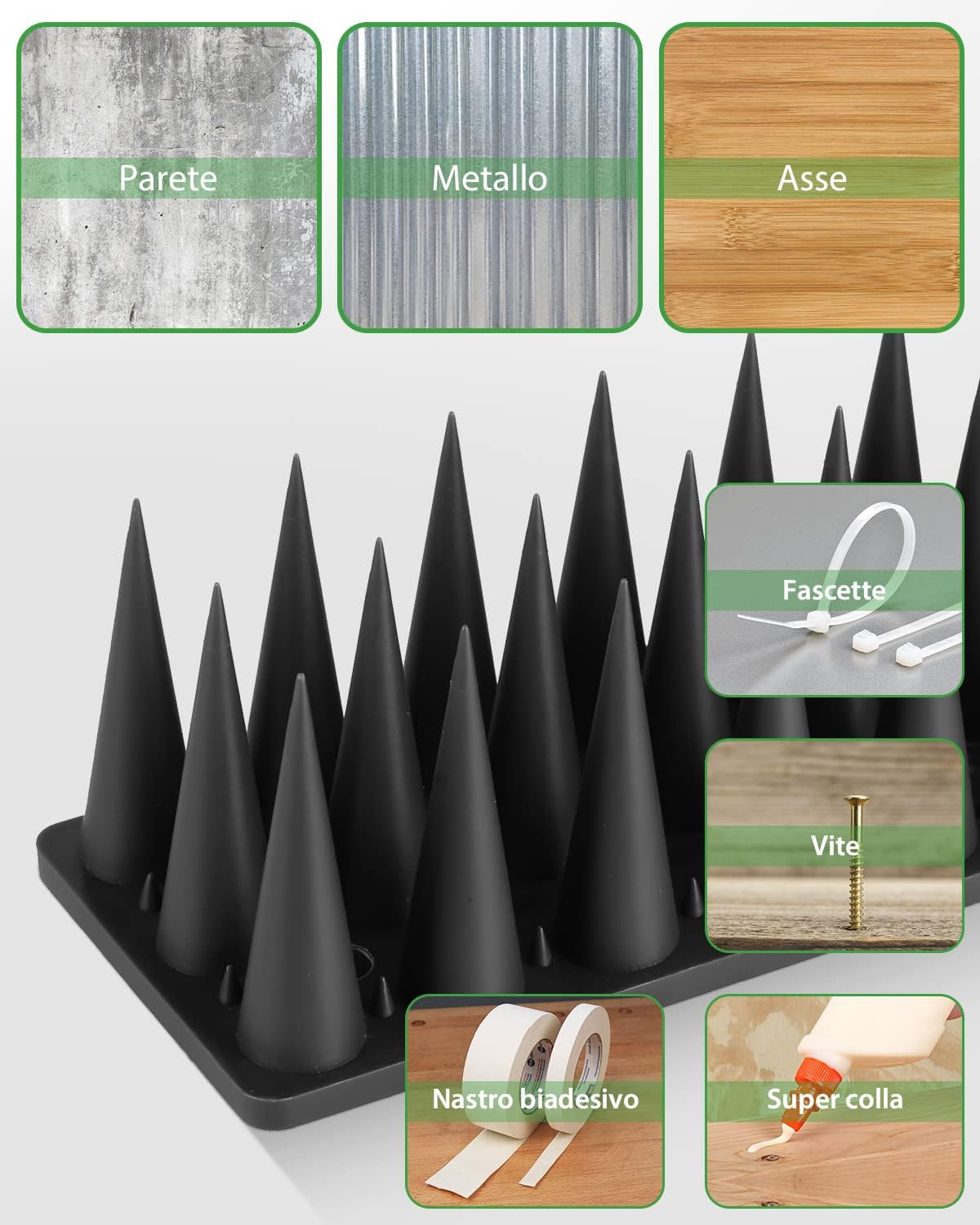 Detalle 2 de XDQQ Dissuasori Scaccia Piccioni – Set di 20 spuntoni in ABS per balcone e terrazza