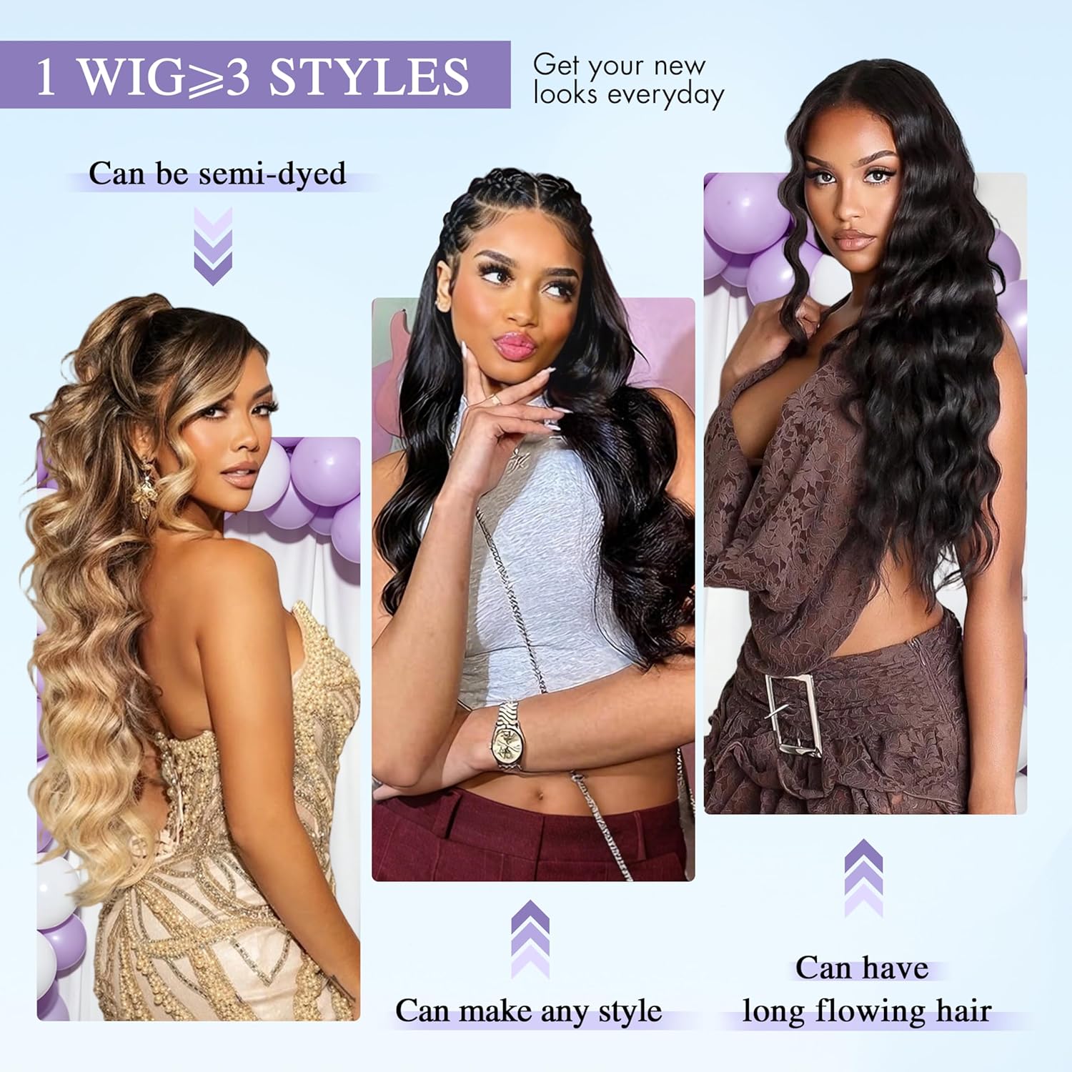 Thumbnail 1 de Sferona 30 Inch 13x6 Lace Front Human Hair Wigs, Body Wave, 200% Density, Glueless Pre Plucked Frontals