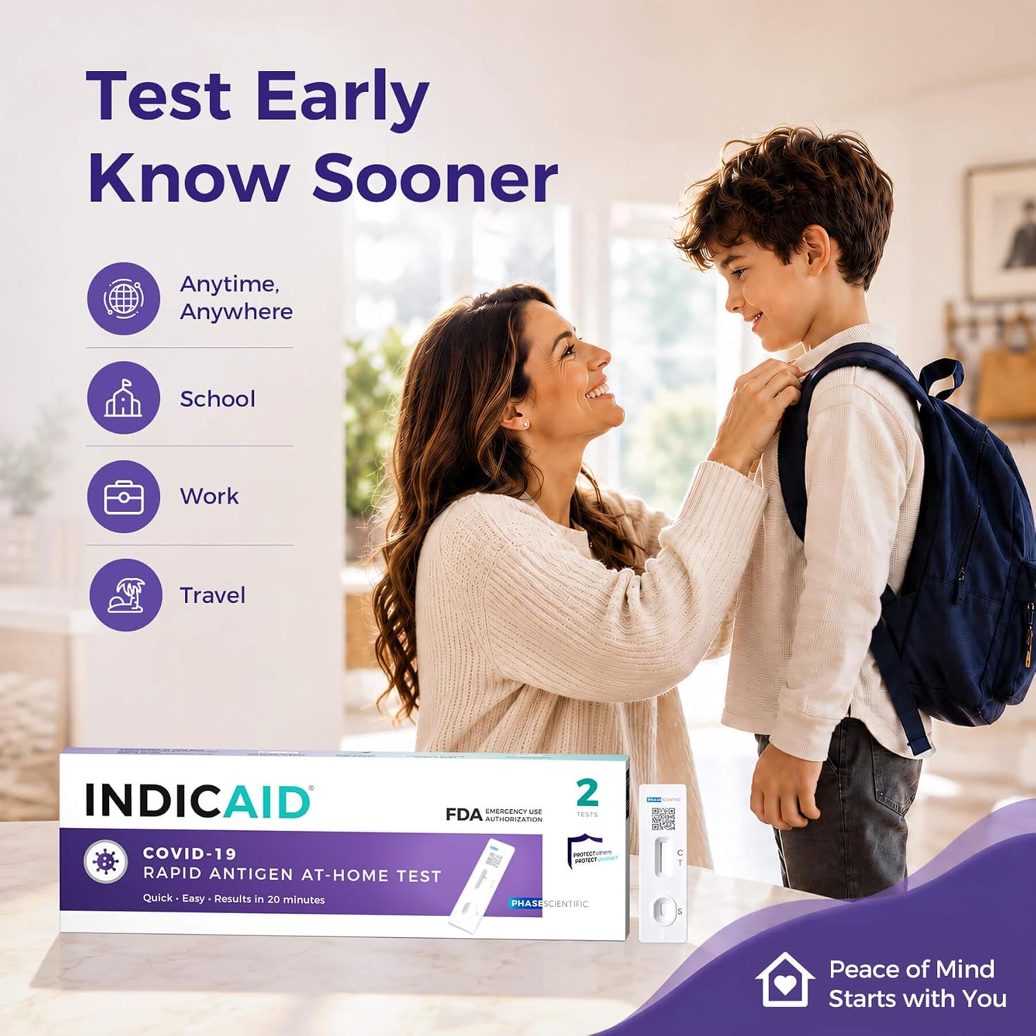 Detalle de INDICAID COVID-19 Antigen Rapid Test, 20-Minute Results, 2-Test Pack