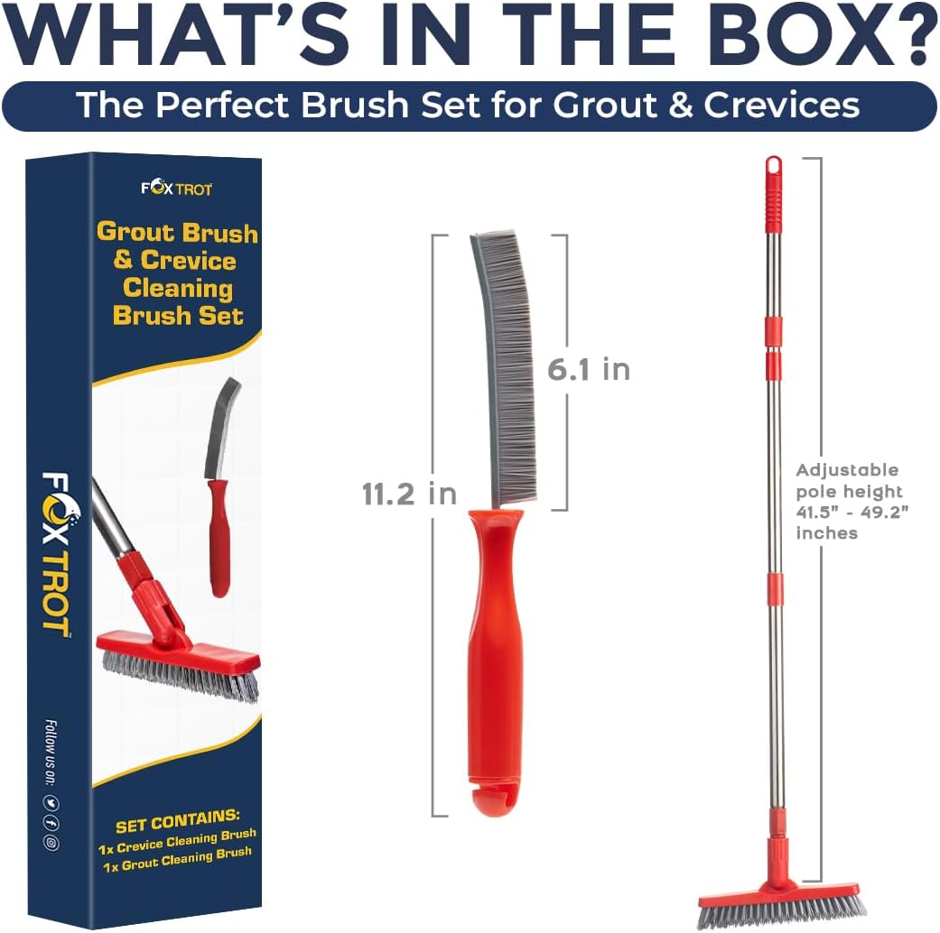 Thumbnail 2 de Foxtrot Living Grout Brush with Long Handle & Hard Bristle Crevice Cleaning Brush