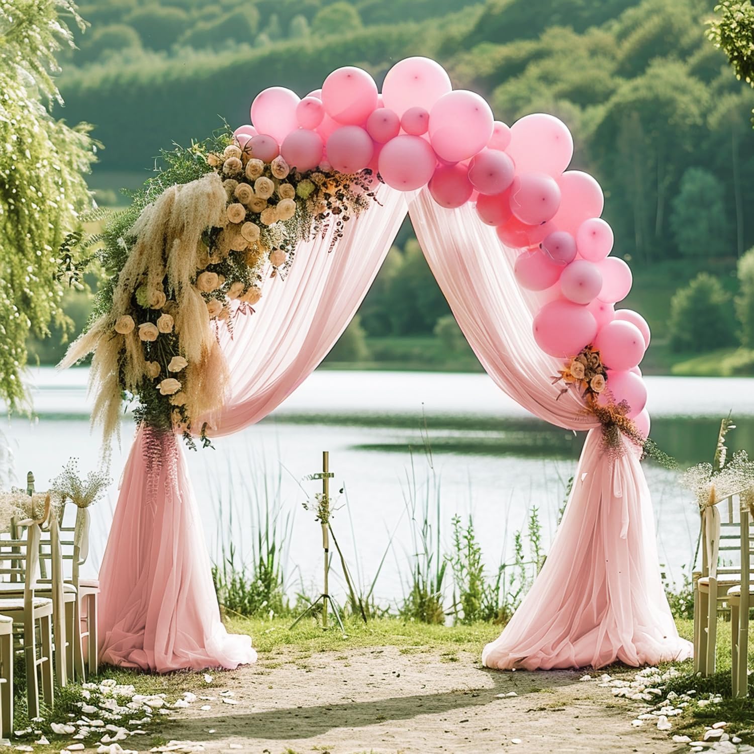 Detalle de Wokceer Sheer Wedding Arch Draping Fabric, Polyester