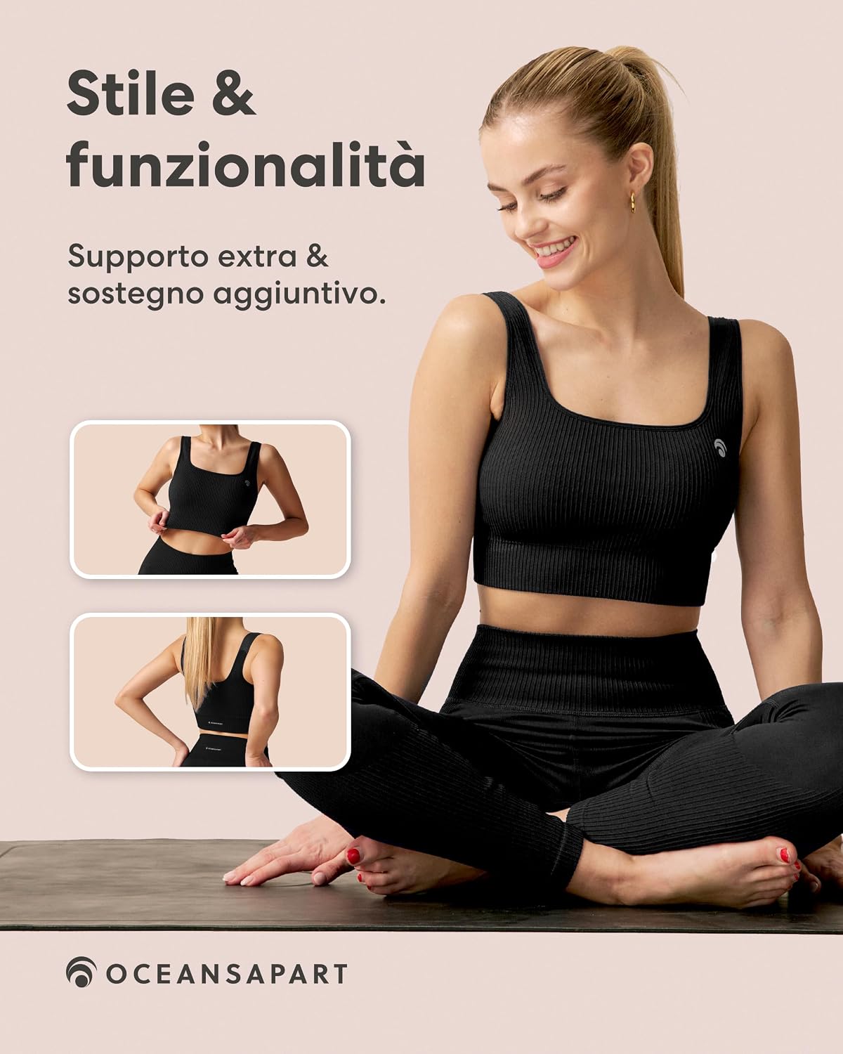 Thumbnail 3 de Oceansapart Sydney Reggiseno Sportivo Donna Scollo Quadrato XS-XXL