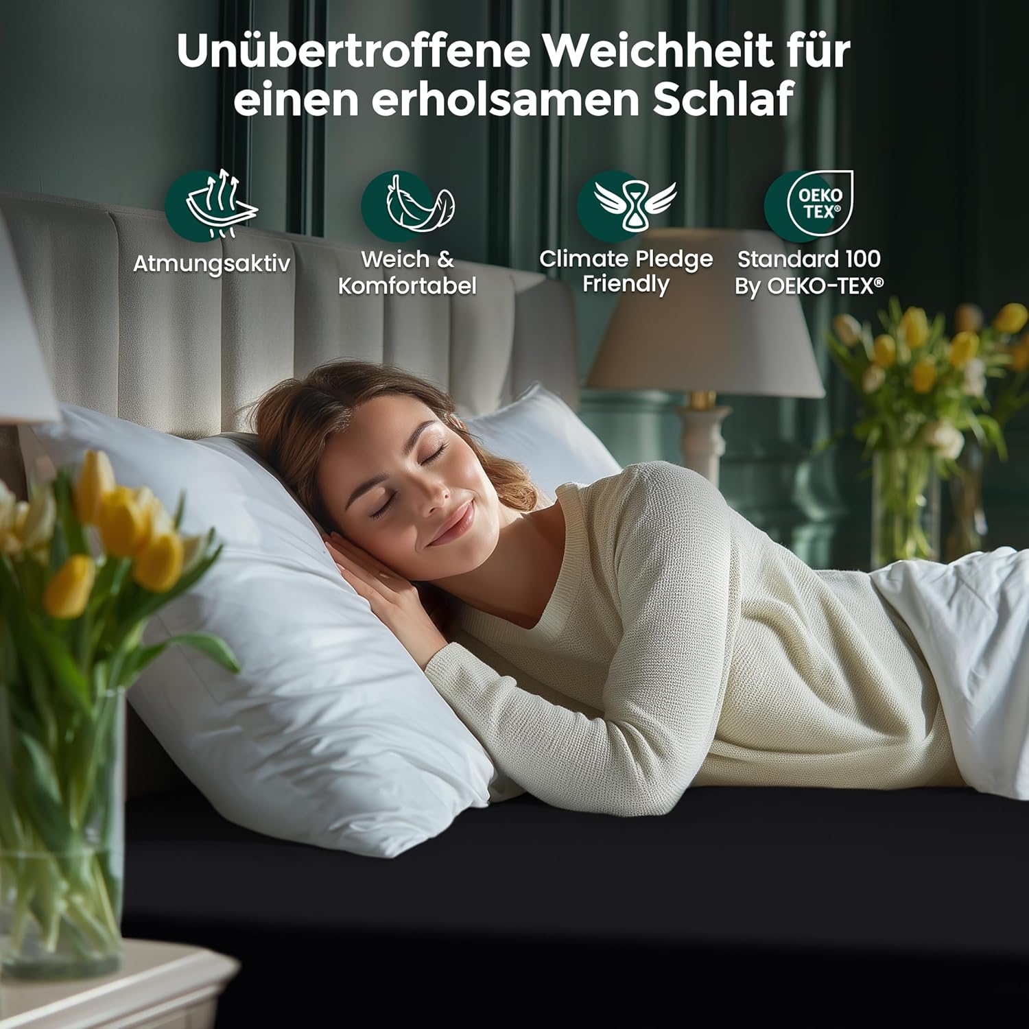 Thumbnail 2 de Utopia Bedding Spannbettlaken 140x200 cm bis 30 cm Taschenhöhe – schwarz, gebürstete Mikrofaser (OEKO-TEX)