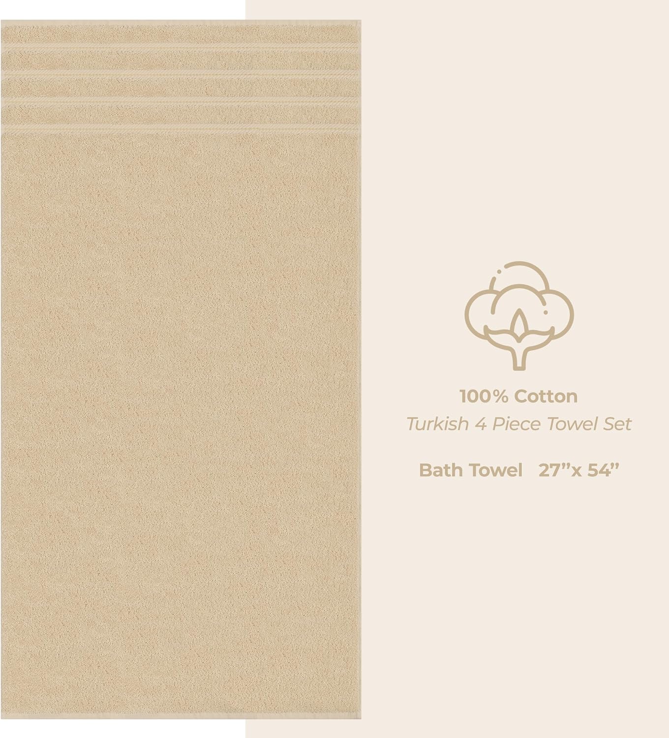 Detalle 2 de American Soft Linen Luxury 4-Piece 27x54 Bath Towel Set