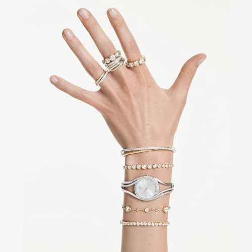 Thumbnail 6 de Swarovski Imber Bracelet in White Round-Cut Crystals, Gold-Tone Plated