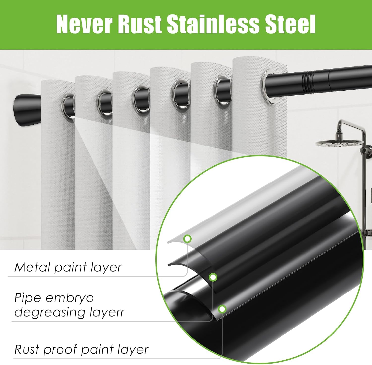 Thumbnail 4 de AIZESI Tension Rod 70-130cm Black