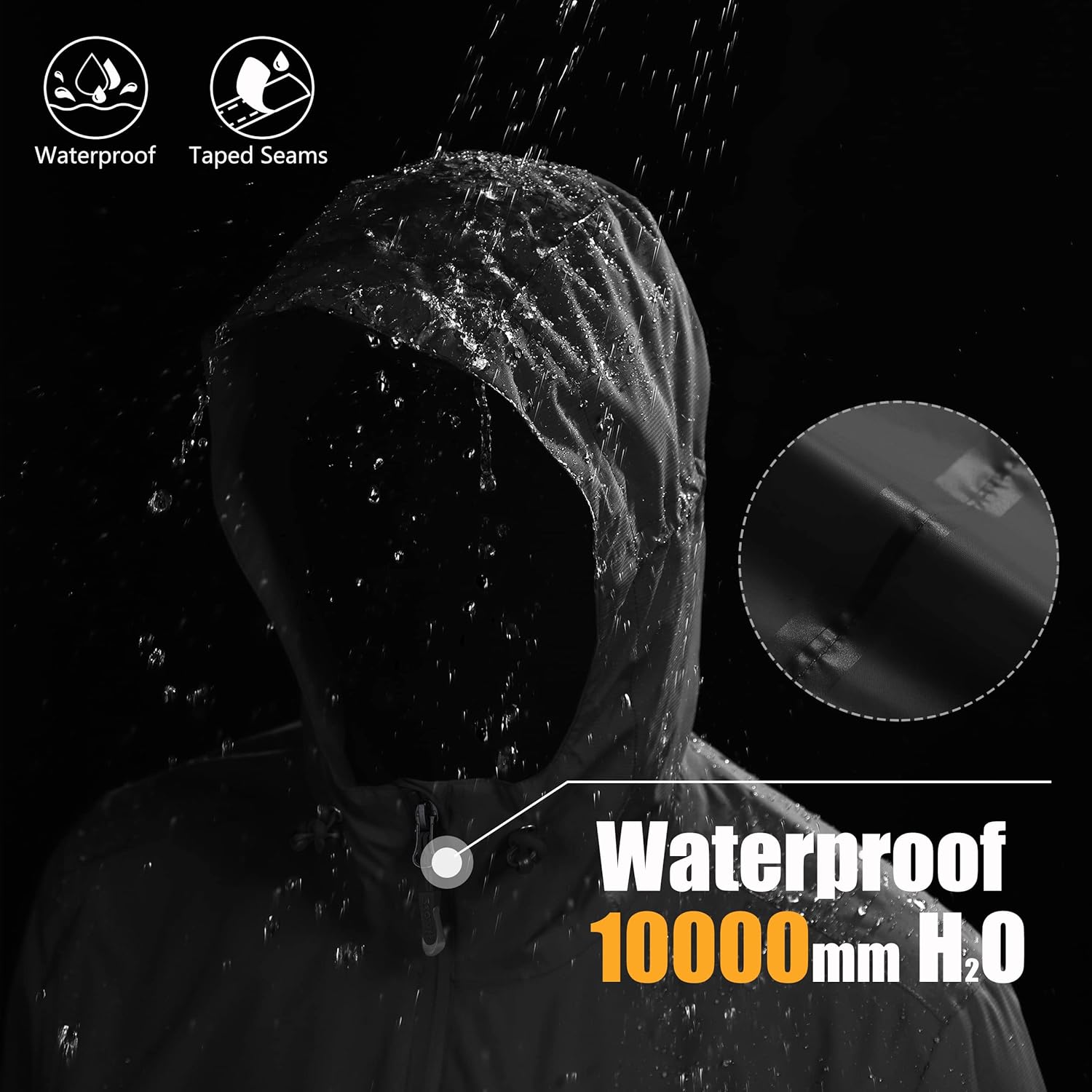 Detalle de 33,000ft Men's Outdoor Waterproof Jacket: Packable Windbreaker for Cycling and Camping