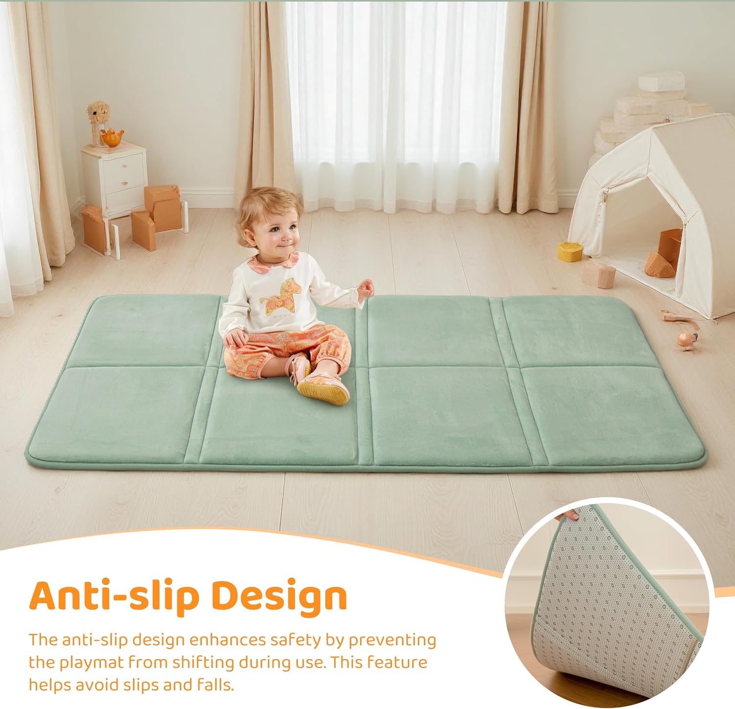 Detalle de BYBYME 3cm Baby Play Mat 80×150 cm for Toddlers