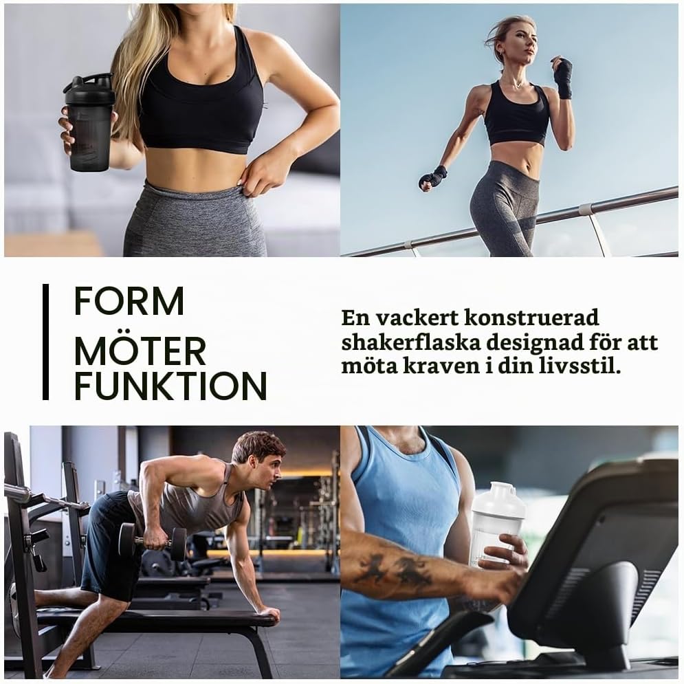 Detalle 1 de AOGOE proteinshakers, 2-pack med blandningsbollar i rostfritt stål, 400 ml