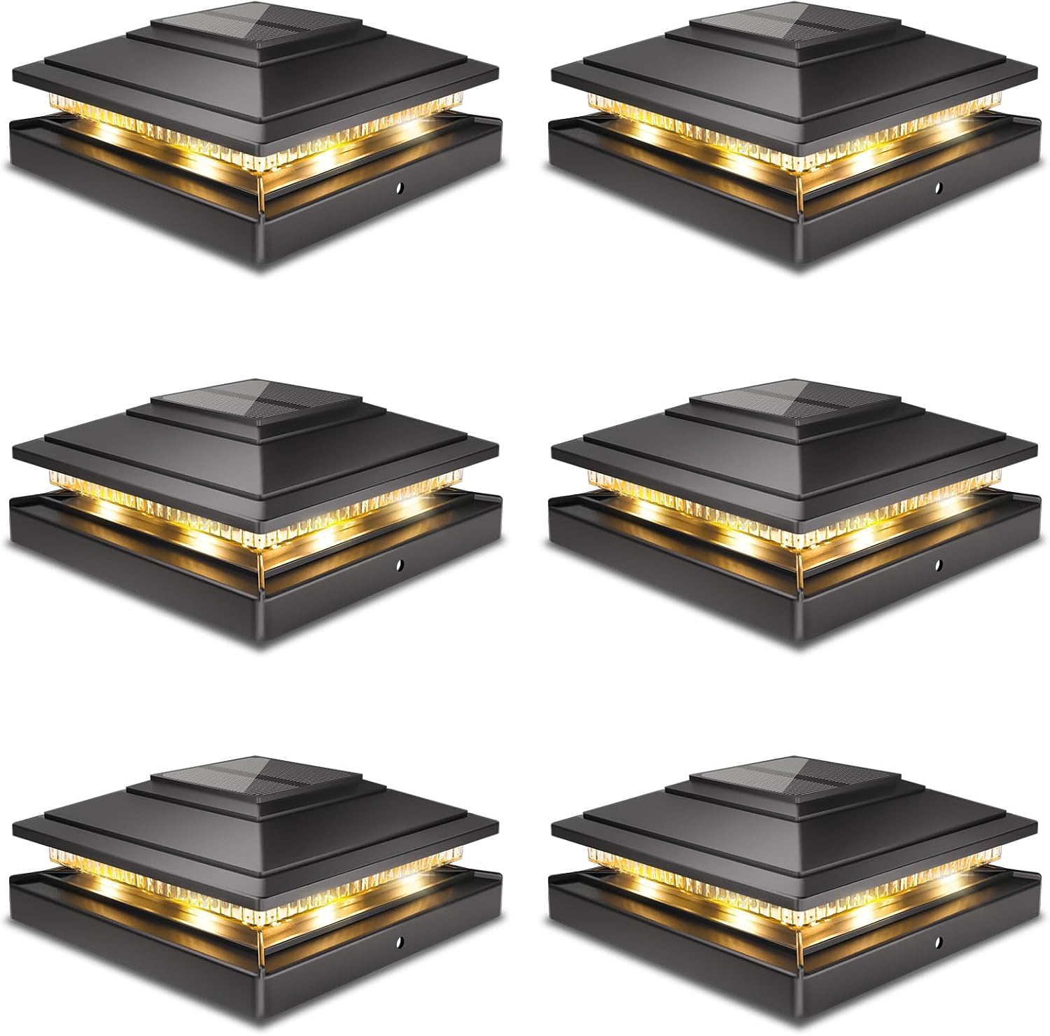 Detalle de JOFIOS TZ28 Solar Post Cap Lights, 6-Pack, Dual-Colour LED, Waterproof