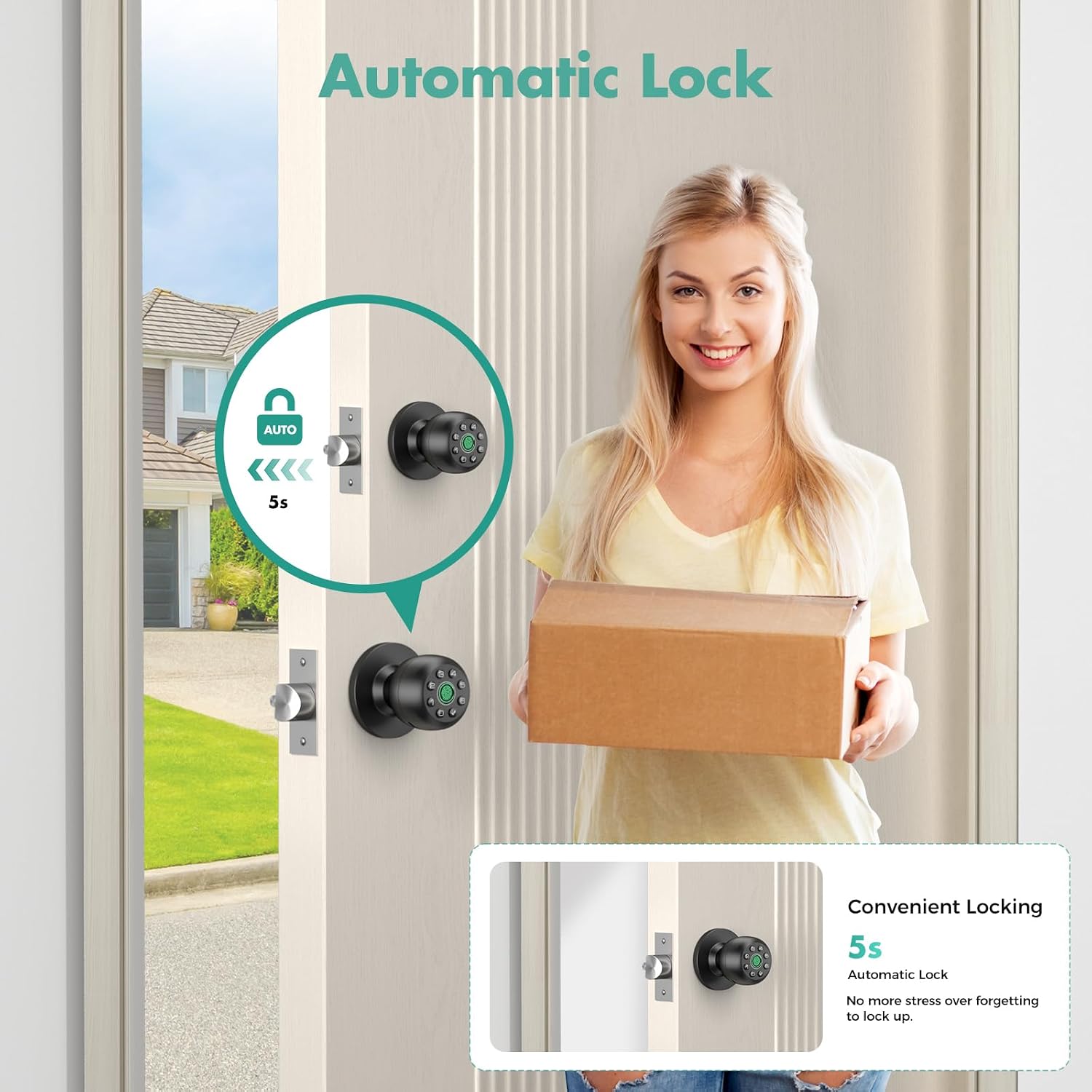 Thumbnail 6 de HEI LIANG Fingerprint Door Lock, Polished Black