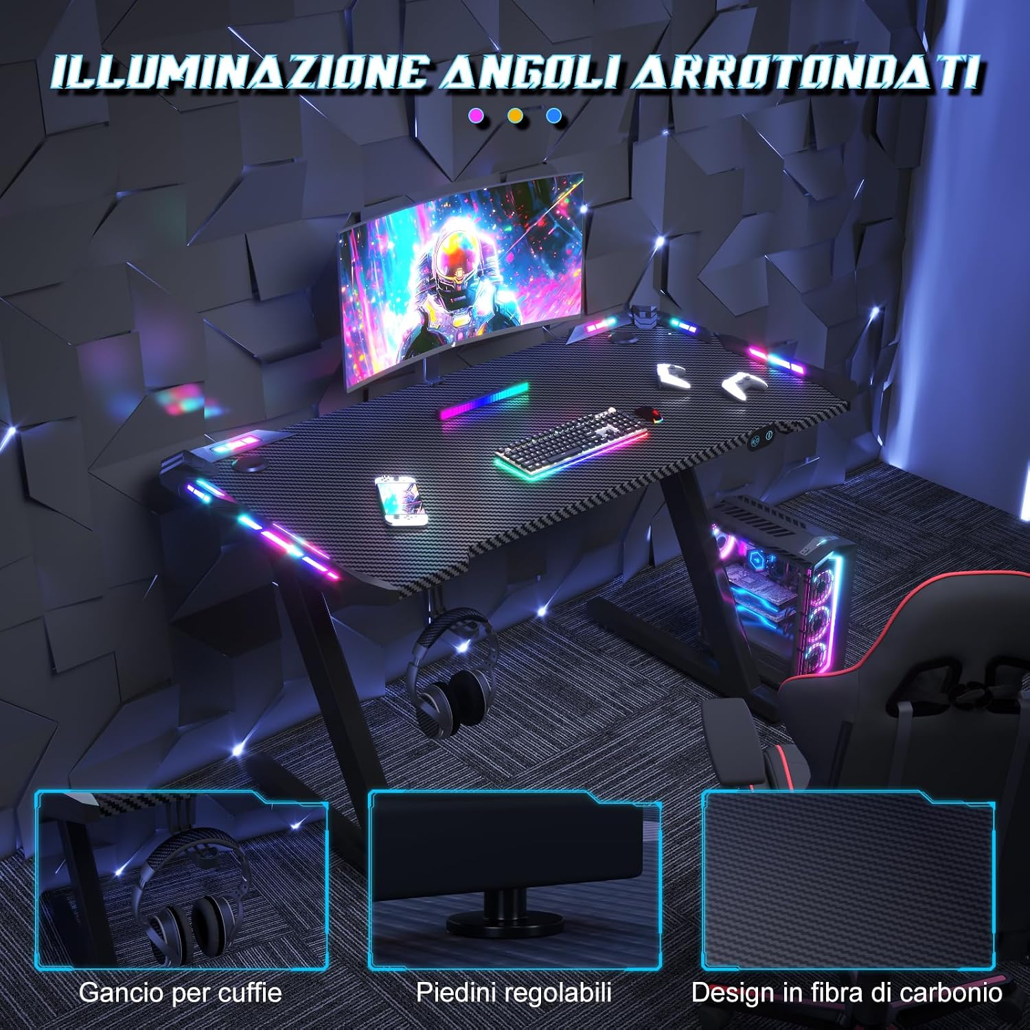 Thumbnail 6 de Scrivania Gaming 120x60 cm LED