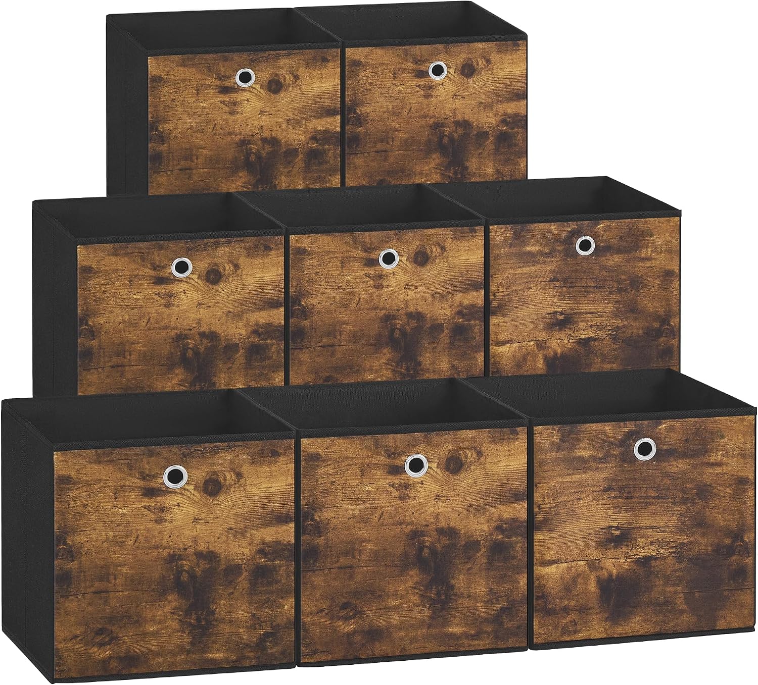 Detalle de SONGMICS RFB833B01 Foldable Storage Cubes, Set of 8, Ink Black, 33 x 33 x 33 cm