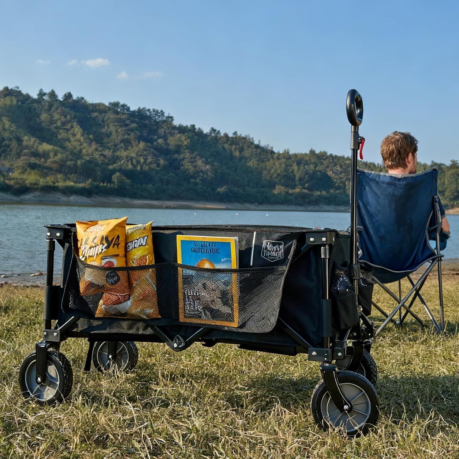 Thumbnail 1 de TIMBER RIDGE XXL Bollerwagen faltbar mit Seitentasche, Getränkehalter & verstellbarem Griff