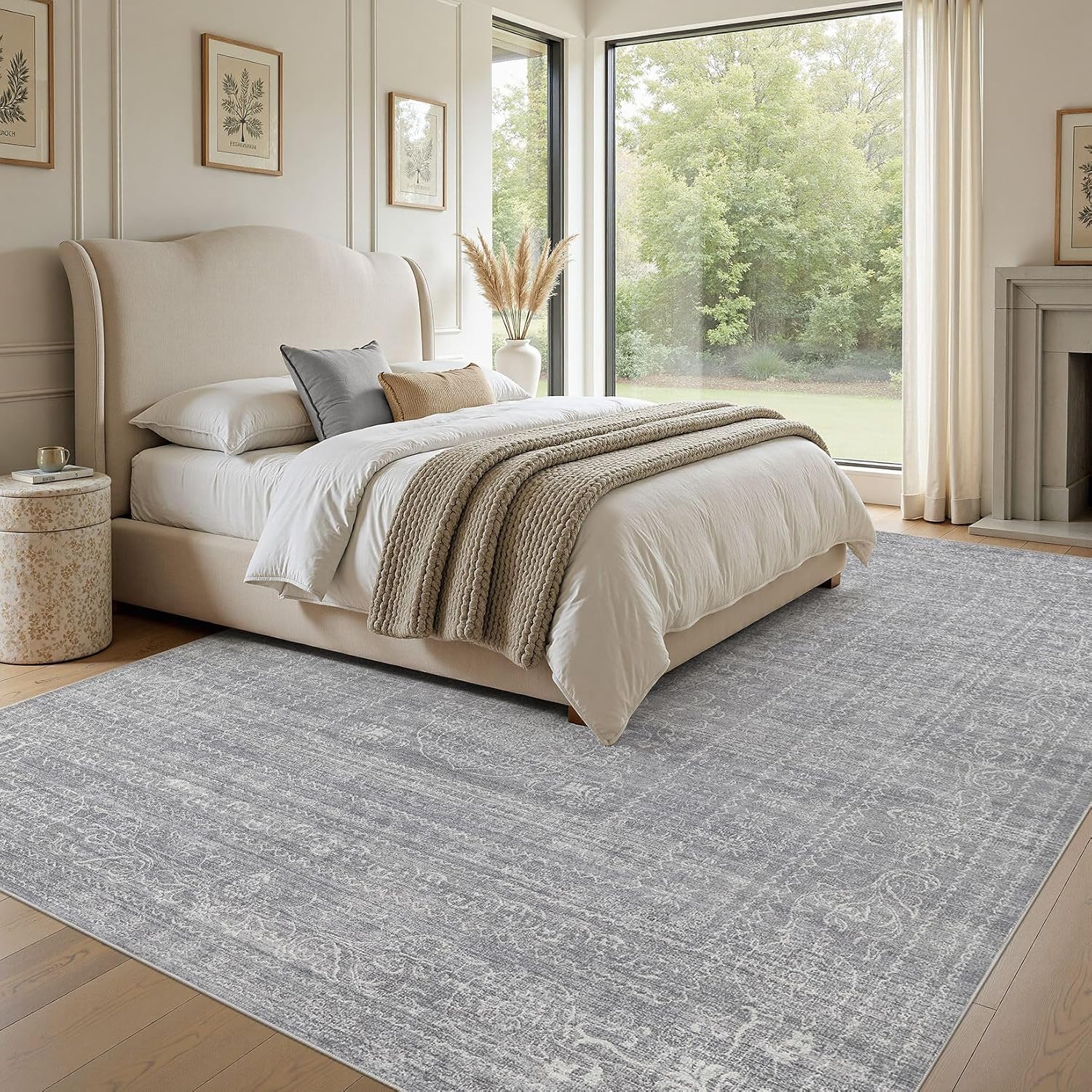 Thumbnail 6 de Nakagishi Neutral 8x10 Area Rug, Grey, Washable Low-Pile Polyester