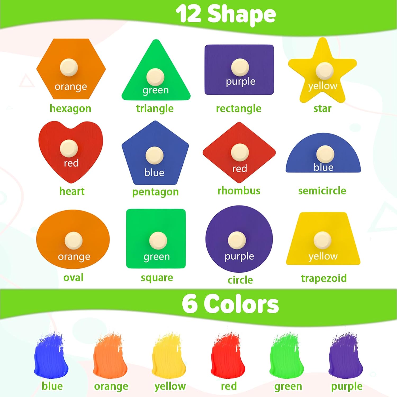 Thumbnail 4 de Jumlys Montessori Wooden Shape Puzzle 12-piece