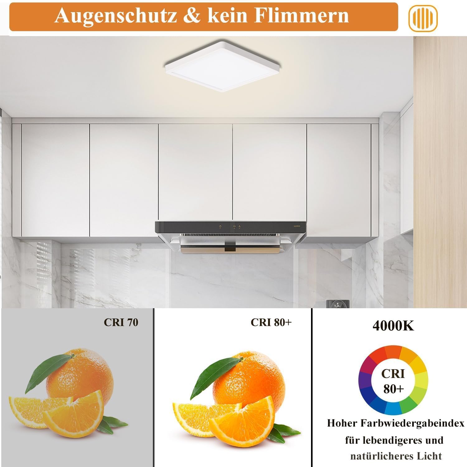 Detalle de Ouyulong Deckenlampe 18W LED 4000K, rund, IP44 – 1620 lm (2 Stück) für Bad, Schlafzimmer & Co.