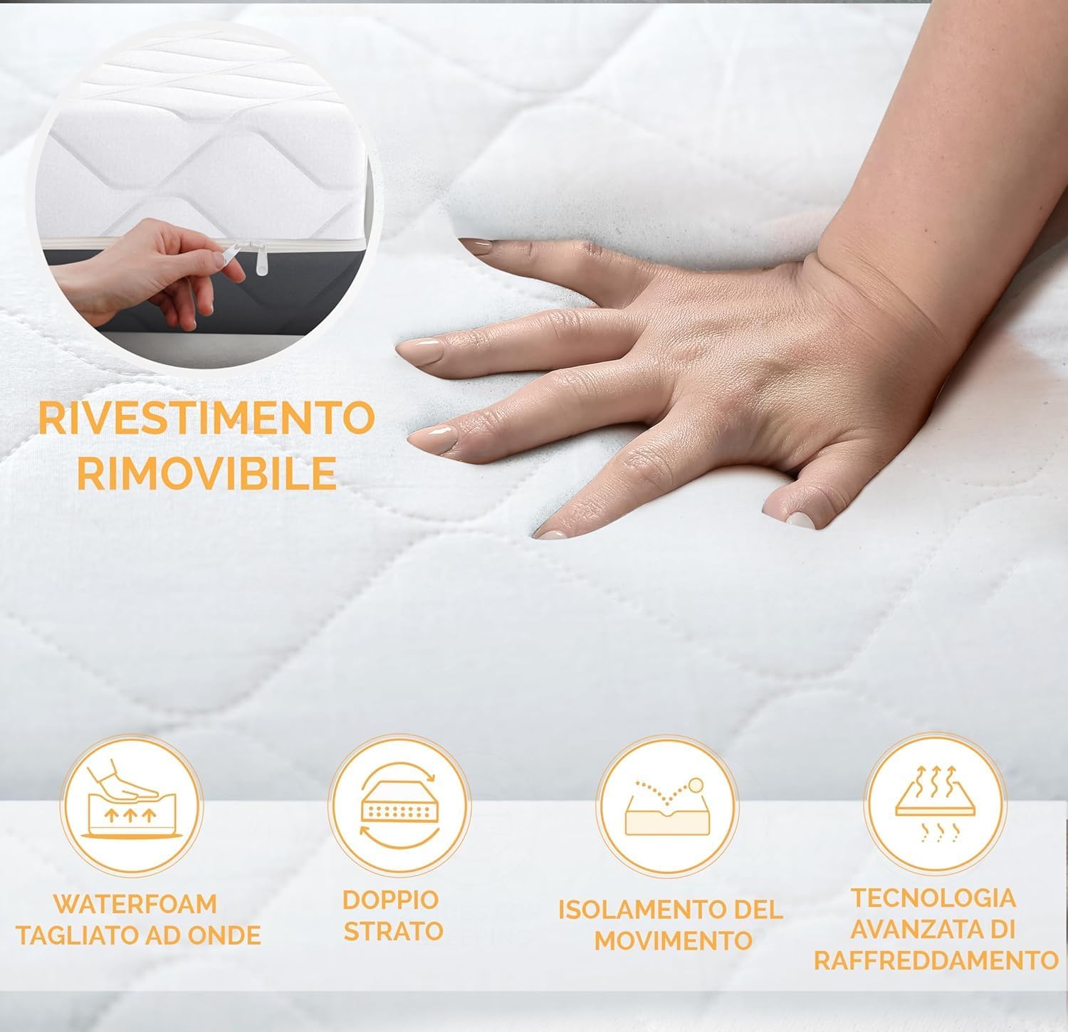 Thumbnail 6 de TANHK Materasso Wave Flow Smart Comfort in Memory Foam – supporto ortopedico con raffreddamento a onde, 130 x 200
