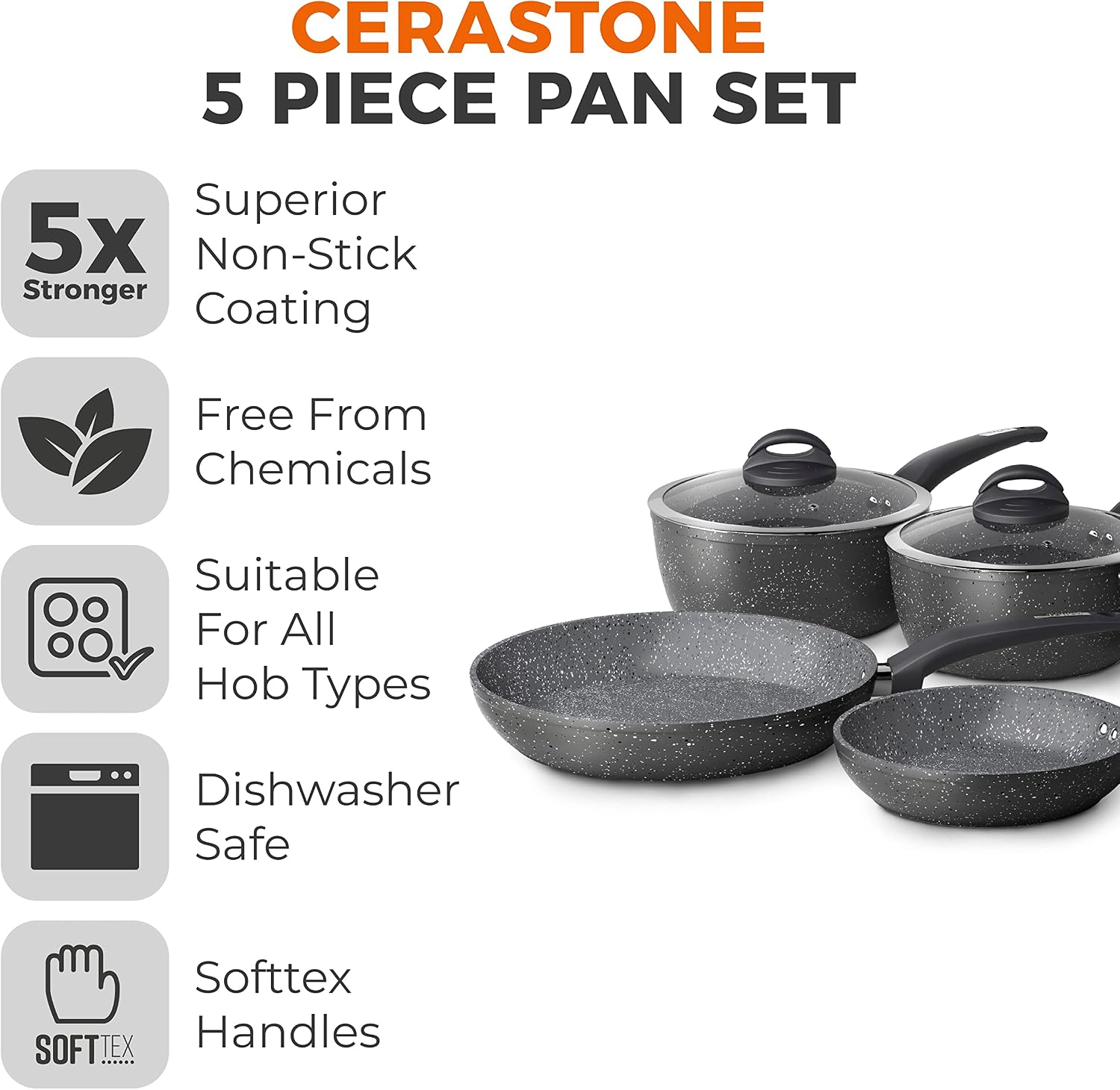 Detalle 2 de Tower Cerastone T81276 5-piece pan set