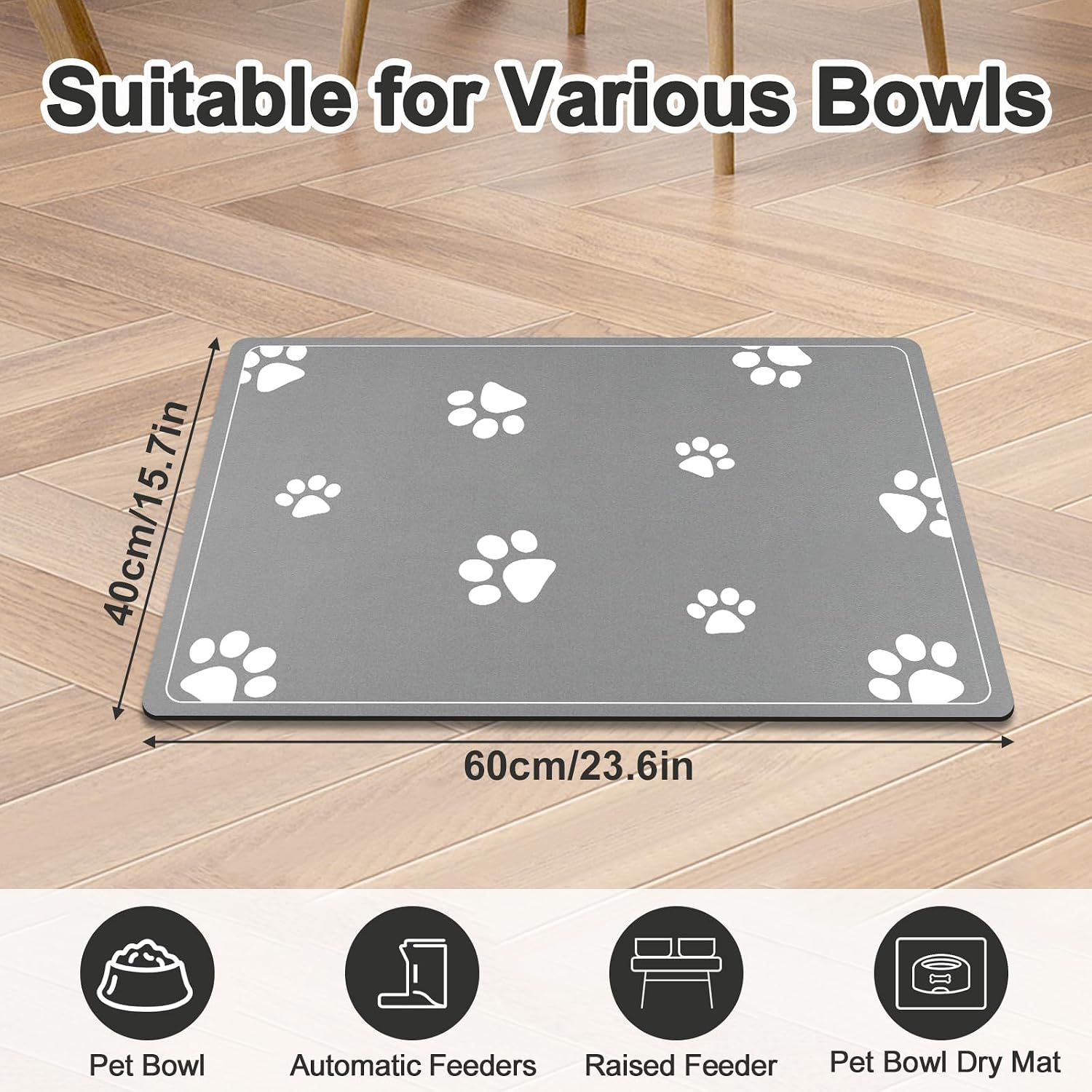 Thumbnail 6 de Mavicen Absorbent Pet Feeding Placemats (40 × 60 cm) – Non-Slip, Mess-Proof Mat for Dogs