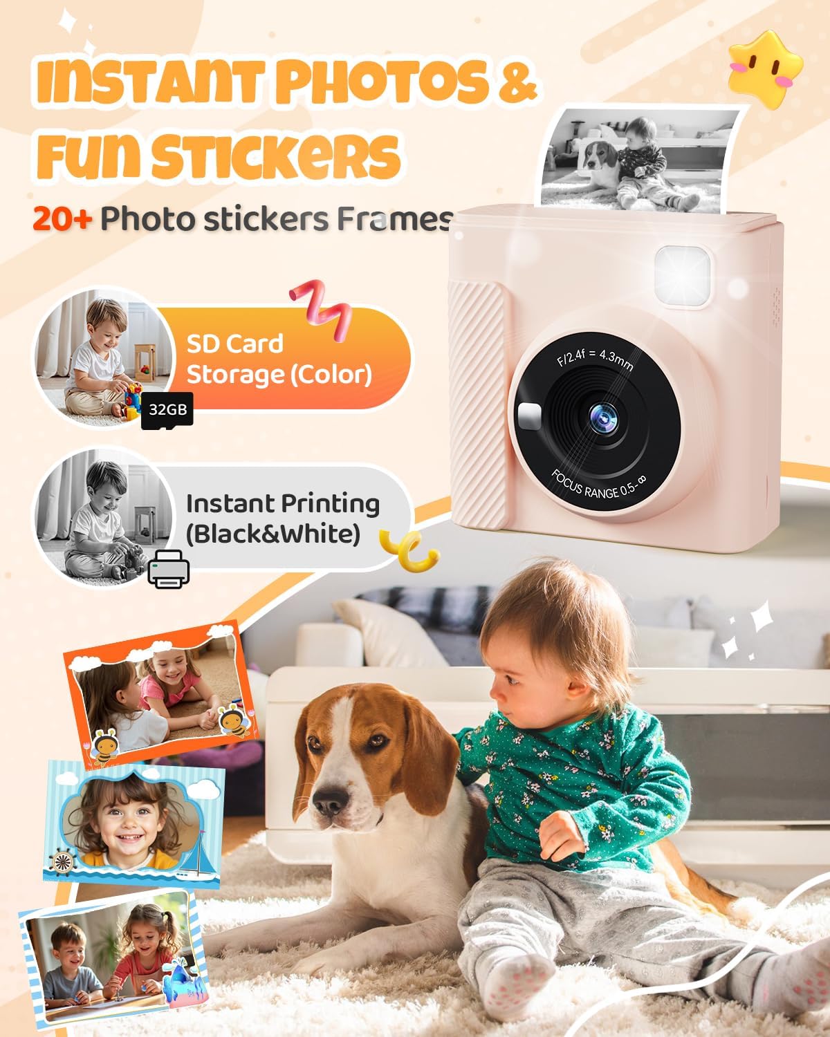 Thumbnail 2 de TIATUA Kinderkamera Sofortbildkamera – 2,4 Zoll, 32 GB Karte & Druckpapier inklusive
