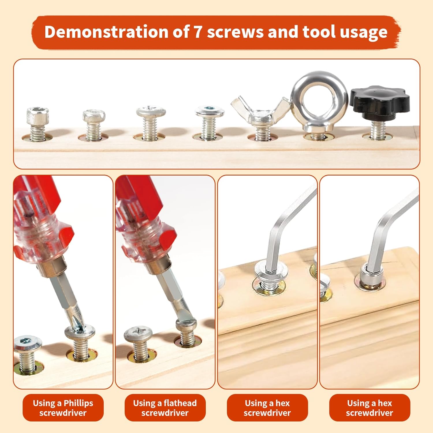 Thumbnail 2 de INIFEIDALA Montessori screwdriver board lock and key set for 3+ year olds