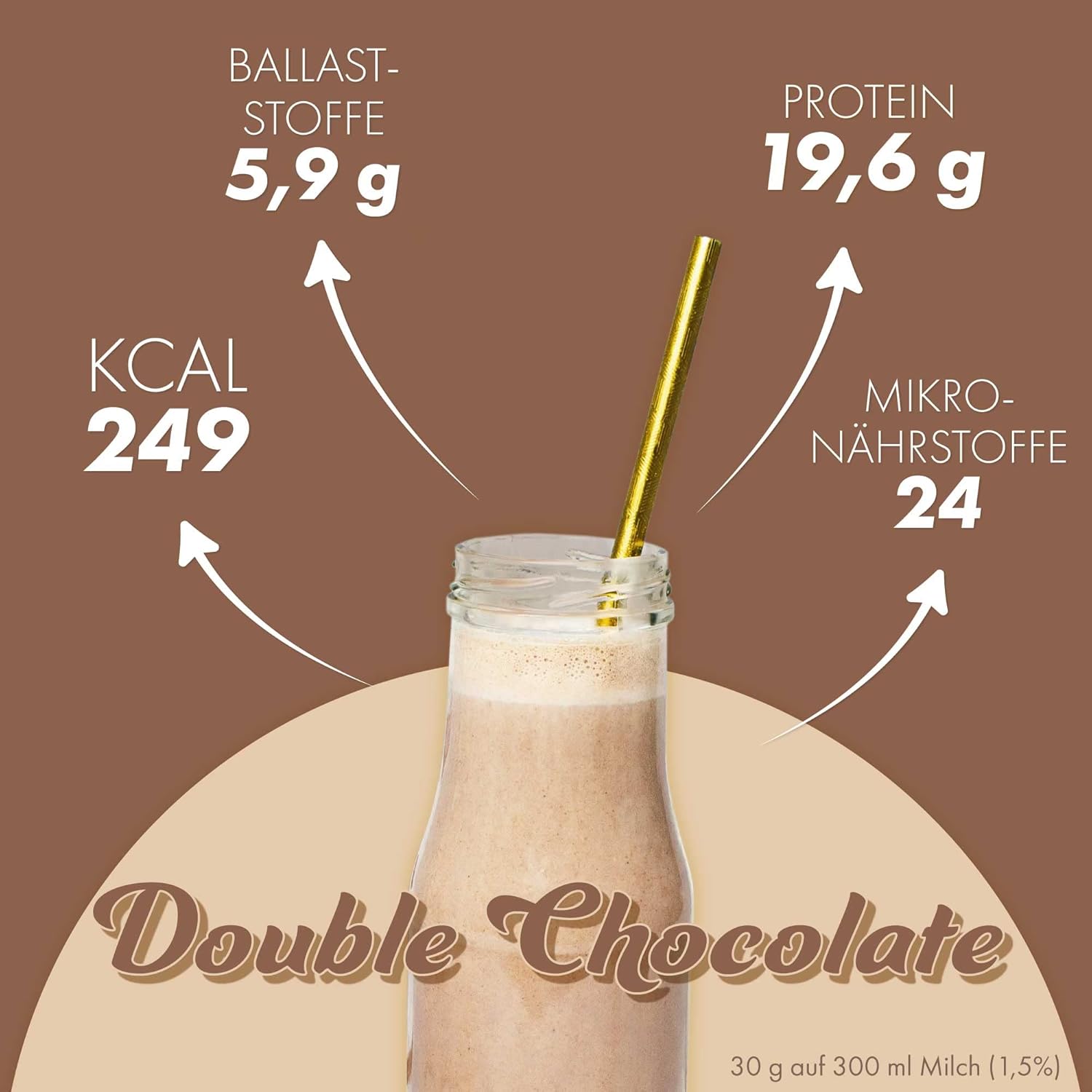 Thumbnail 3 de VitalBodyPLUS DailyShake Double Chocolate (450 g) – kalorienarmer Mahlzeitenersatz zum Abnehmen