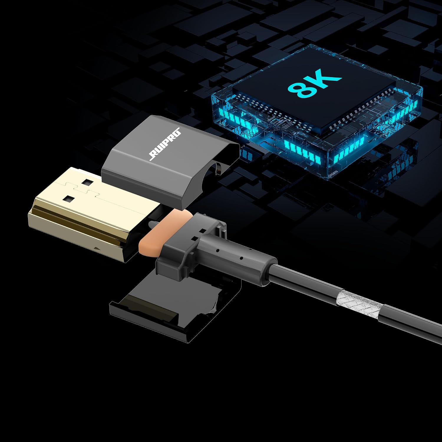Detalle de RUIPRO Ultra Thin 8K HDMI 2.1 Cable 3FT (2-Pack): Slim, Flexible, and Ready for 8K/4K HDR Gaming and Entertainment