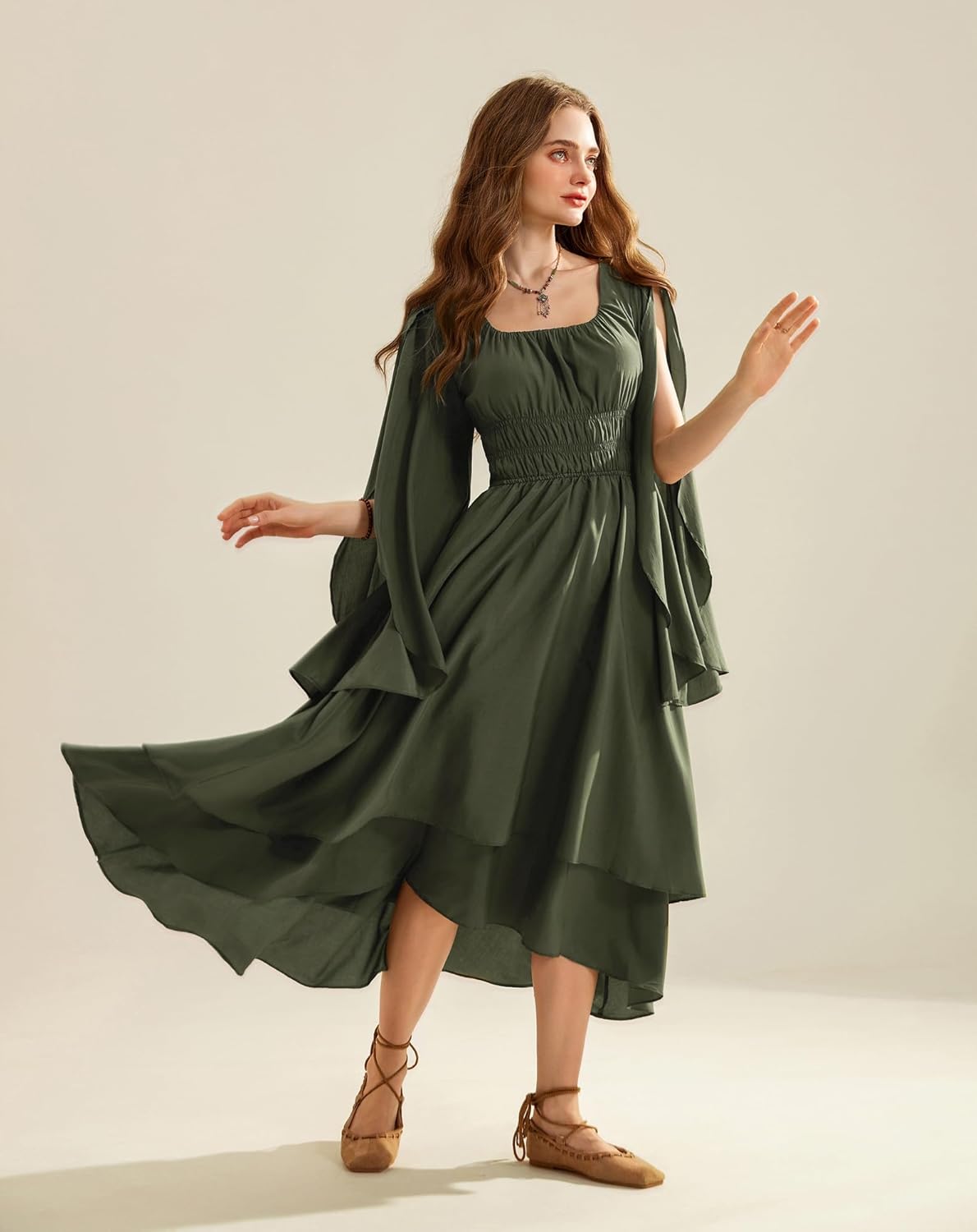 Thumbnail 5 de SCARLET DARKNESS Damen Renaissance-Corsagenkleid „Scarlet Darkness“ – High-Low Mittelalter High Low Swing-Kleid