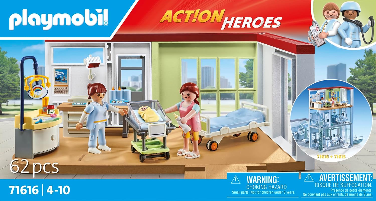 Detalle 2 de PLAYMOBIL Action Heroes 71616 Kraamafdeling, 62-delige set van gerecyclede materialen