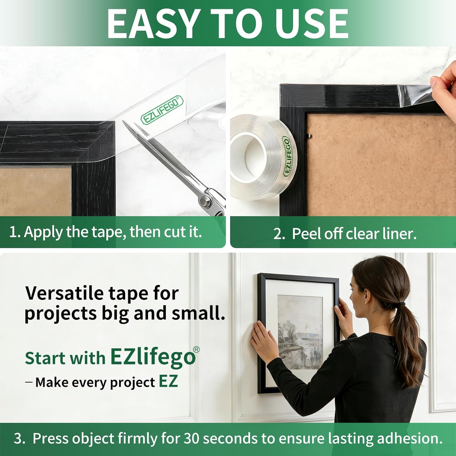 Thumbnail 5 de EZlifego Double Sided Tape Heavy Duty – Extra Large nano mounting tape (3.0m x 3.0cm)