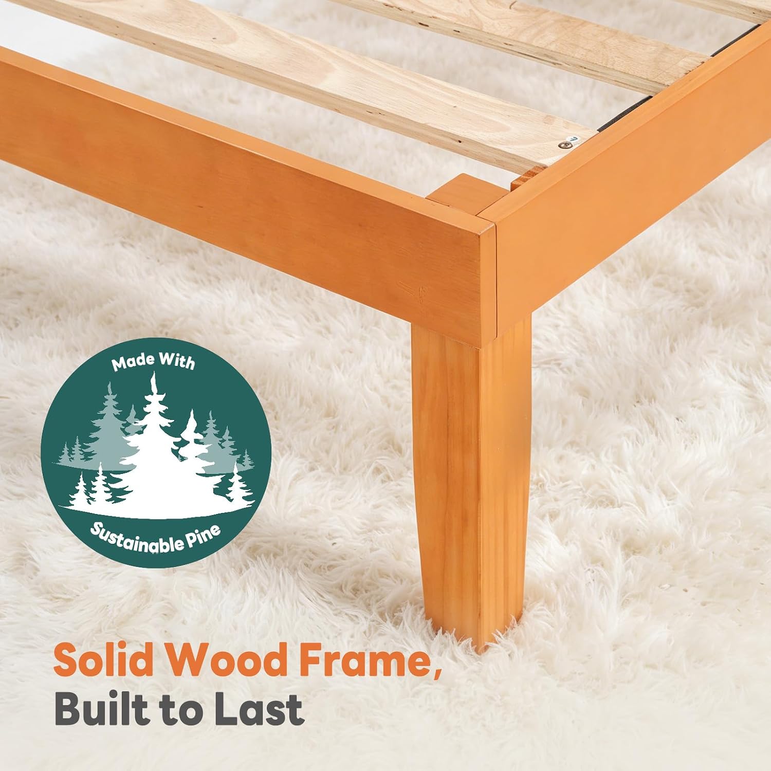 Detalle 2 de Sweetcrispy Twin Bed Frame, Natural Pine