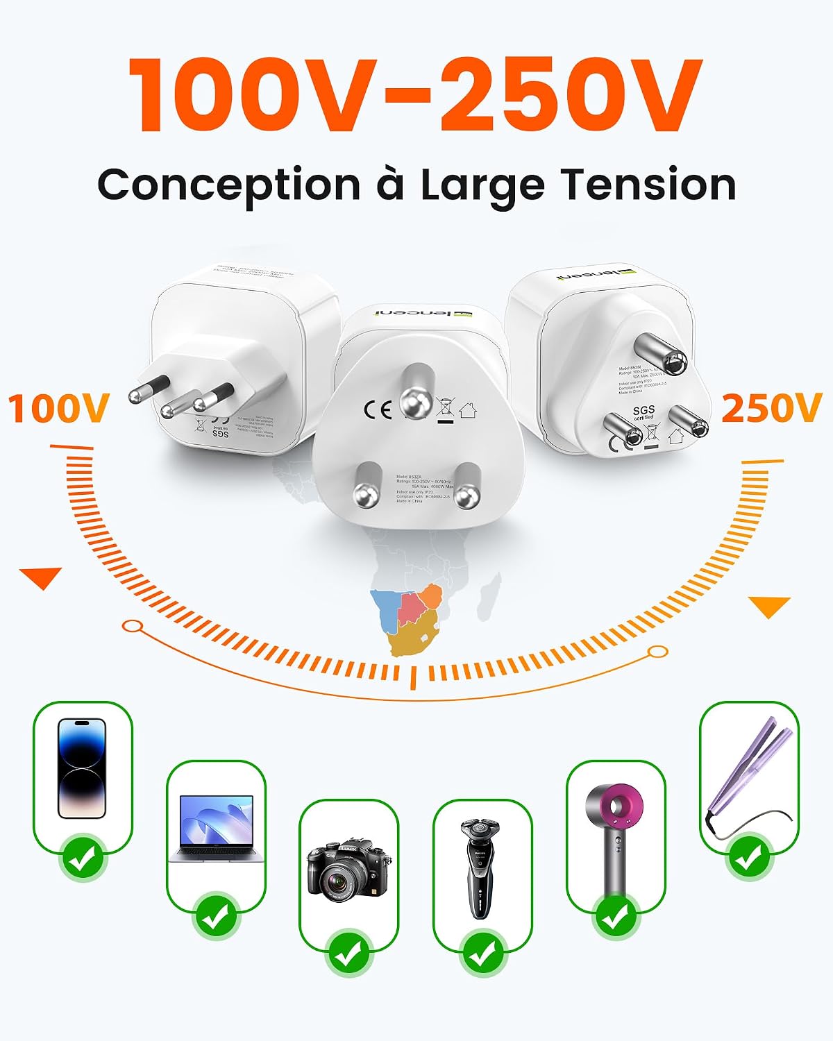 Thumbnail 5 de LENCENT Adaptateur Type D M N 2500W 🔌